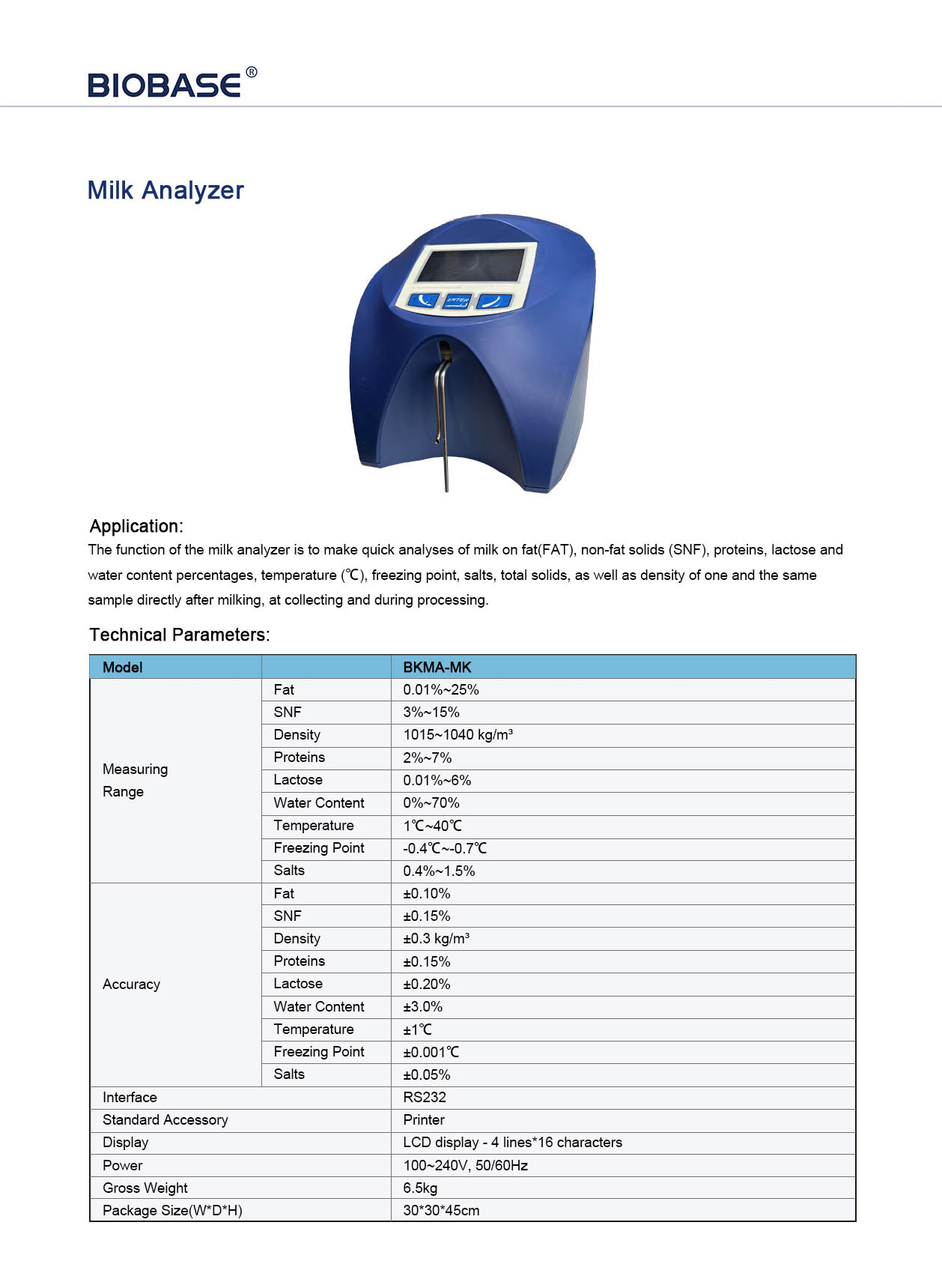 Analisador de Leite