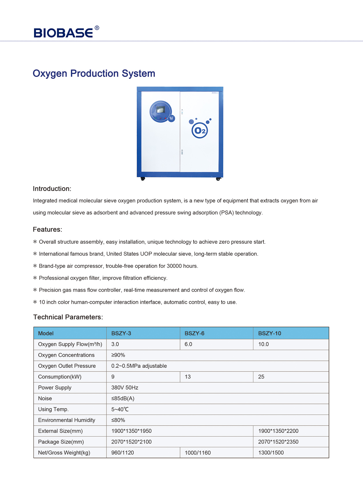 Sistema de produção de oxigênio