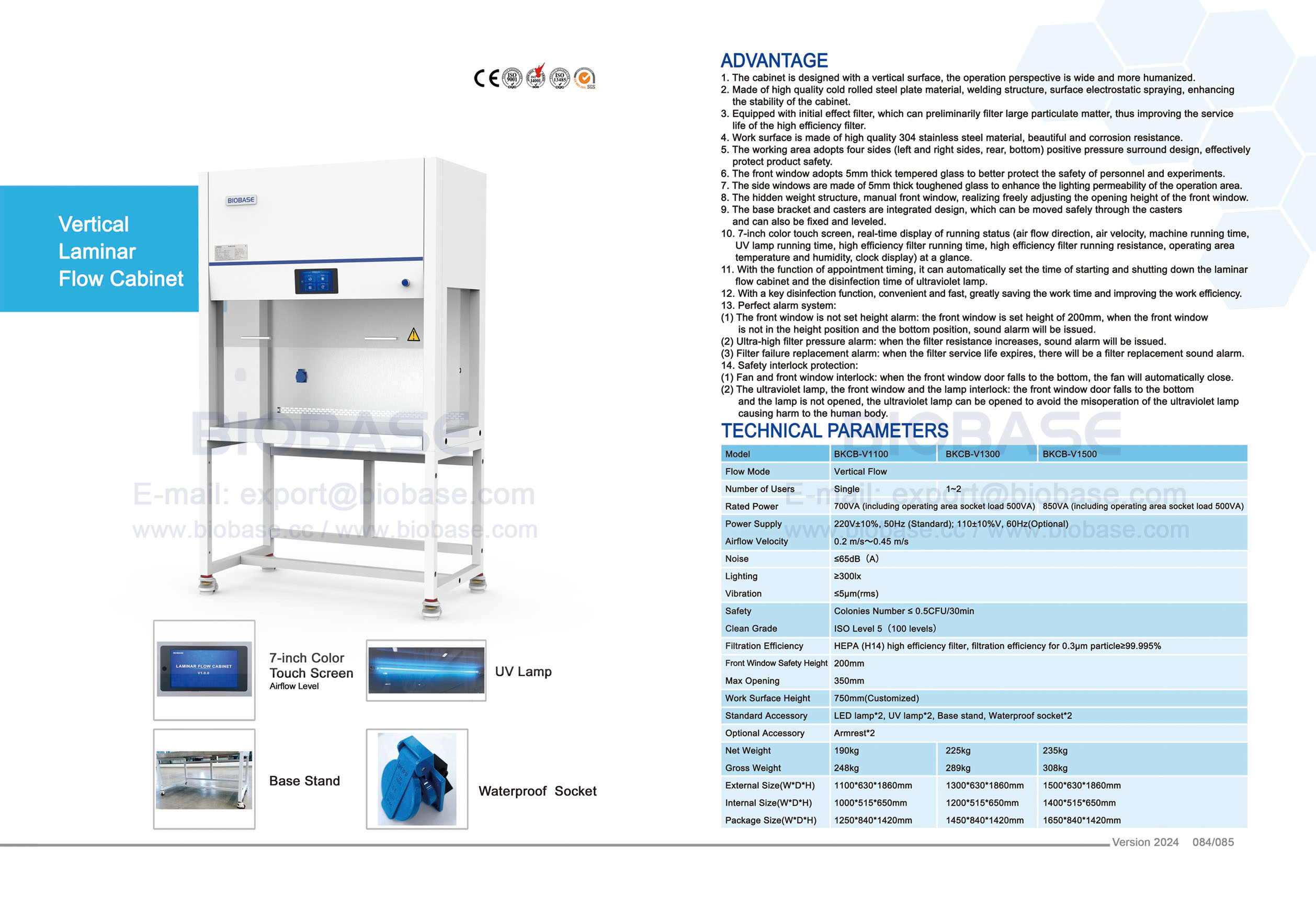 84-85 Gabinete de fluxo laminar vertical BKCB-V1100 BKCB-V1300 BKCB-V1500