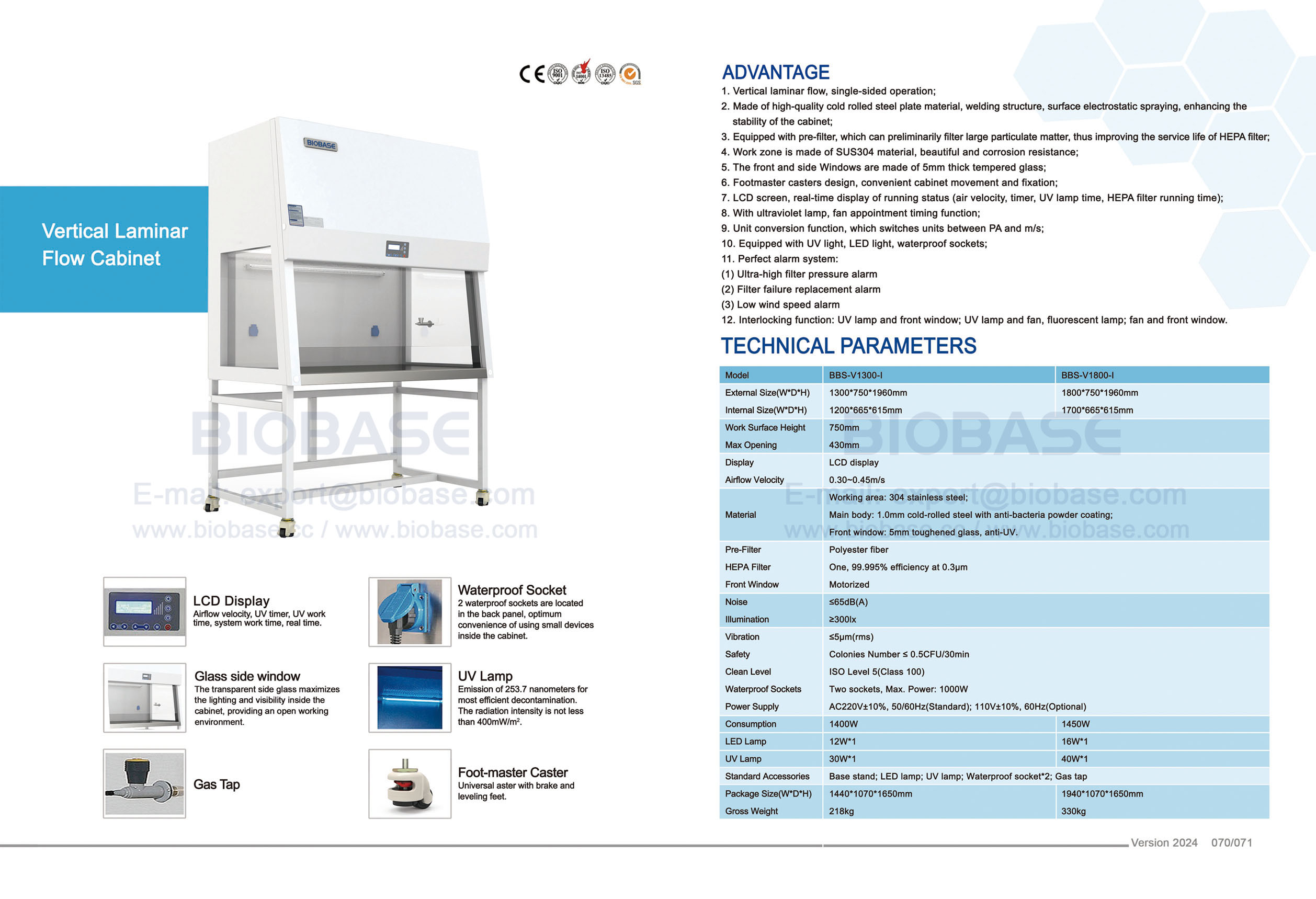 Gabinete de fluxo laminar vertical 70-71