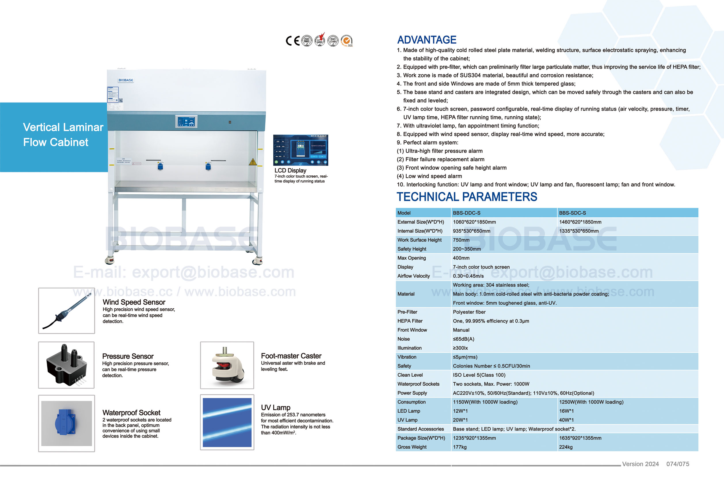 74-75 Gabinete de fluxo laminar vertical