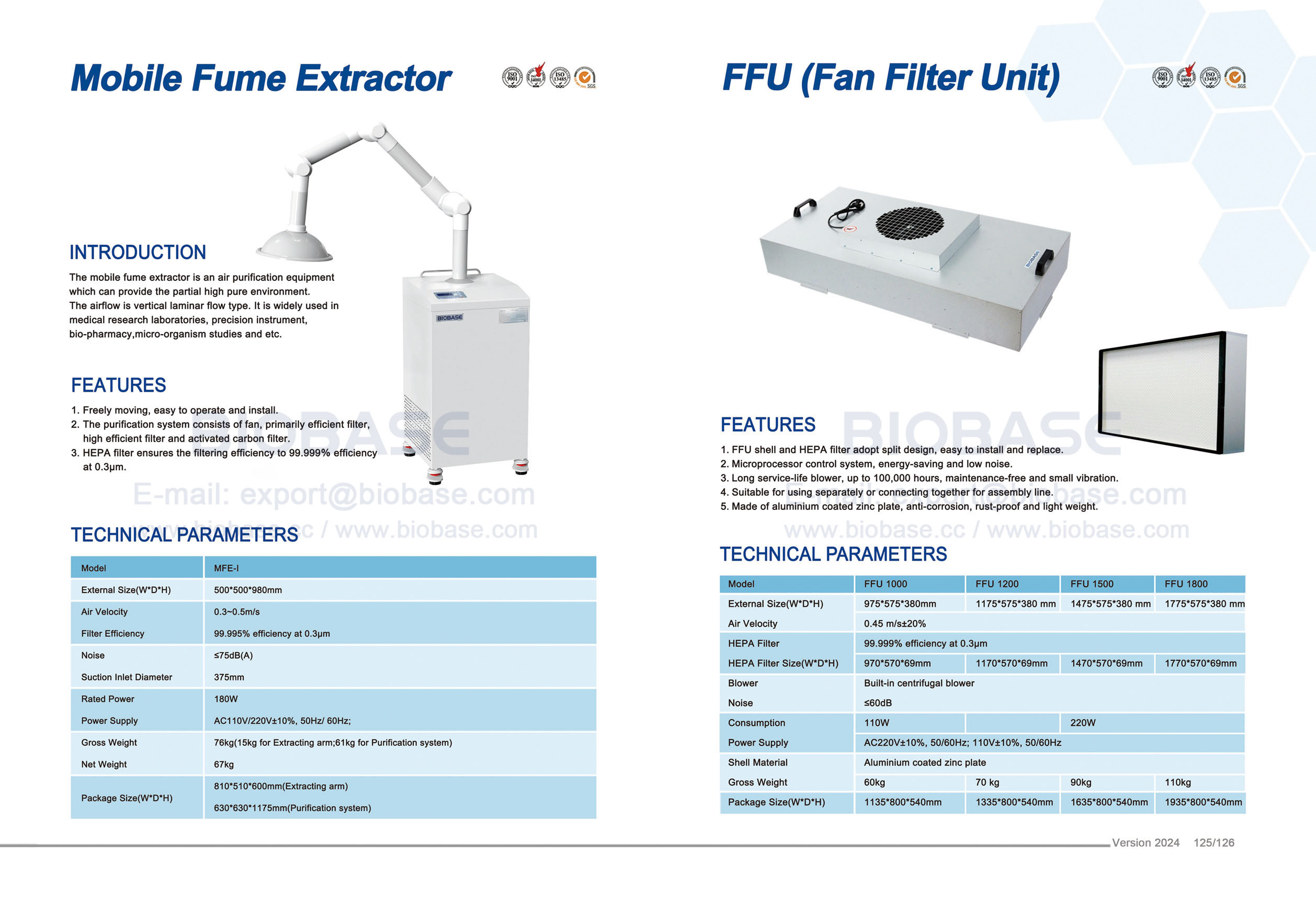 Extrator de fumaça móvel 125-126 e FFU