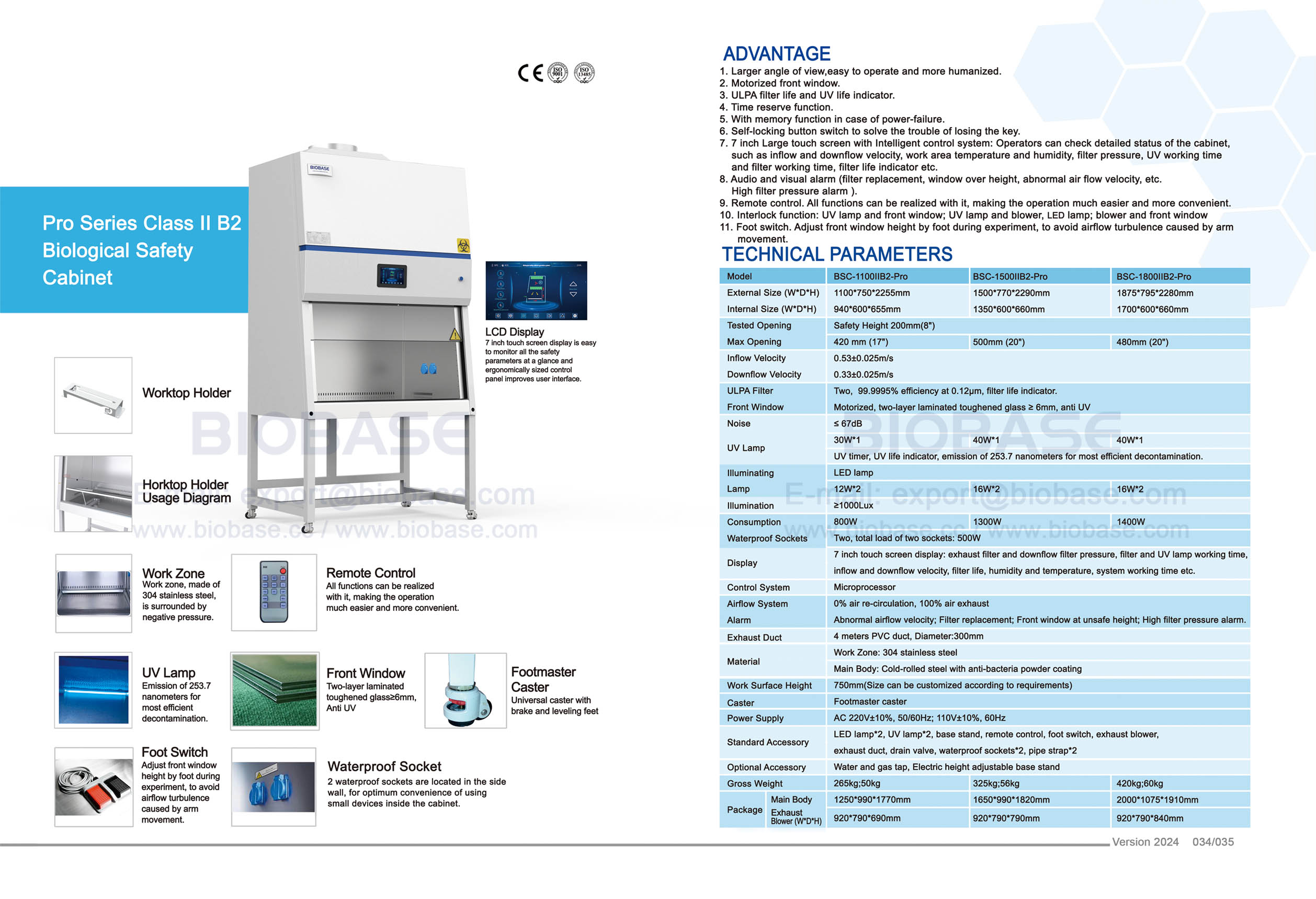 Gabinete de Segurança Biológica 34-35 Pro Series Classe II B2