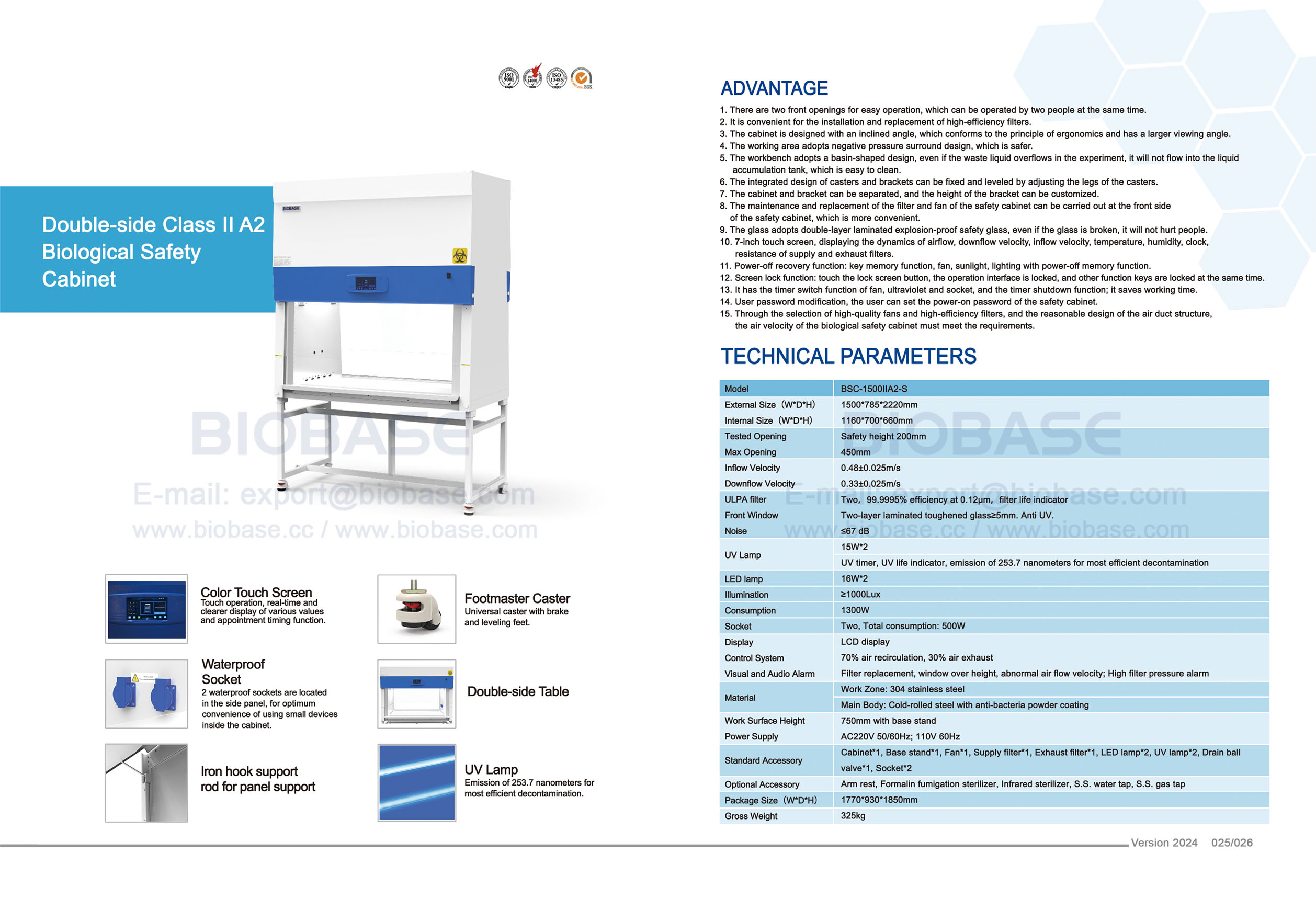 25-26 Classe II do lado duplo II A2 Gabinete de Segurança Biológica