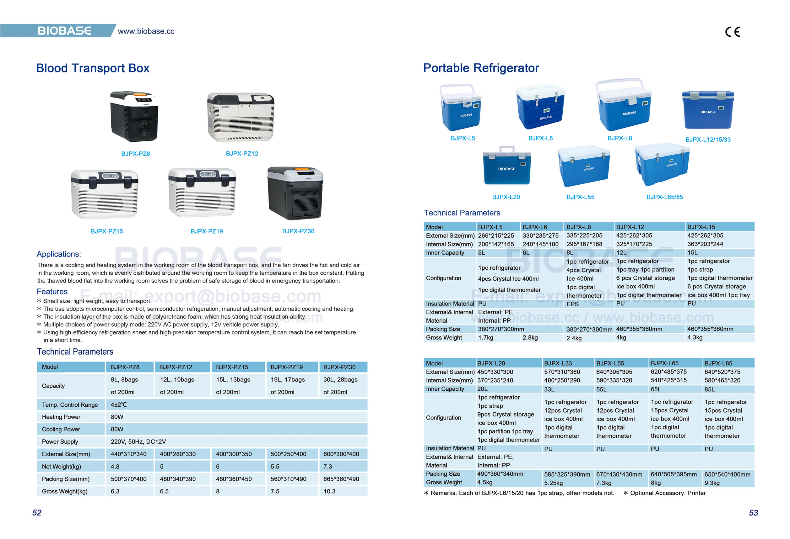 52-53 Caixa de transporte de sangue e refrigerador portátil