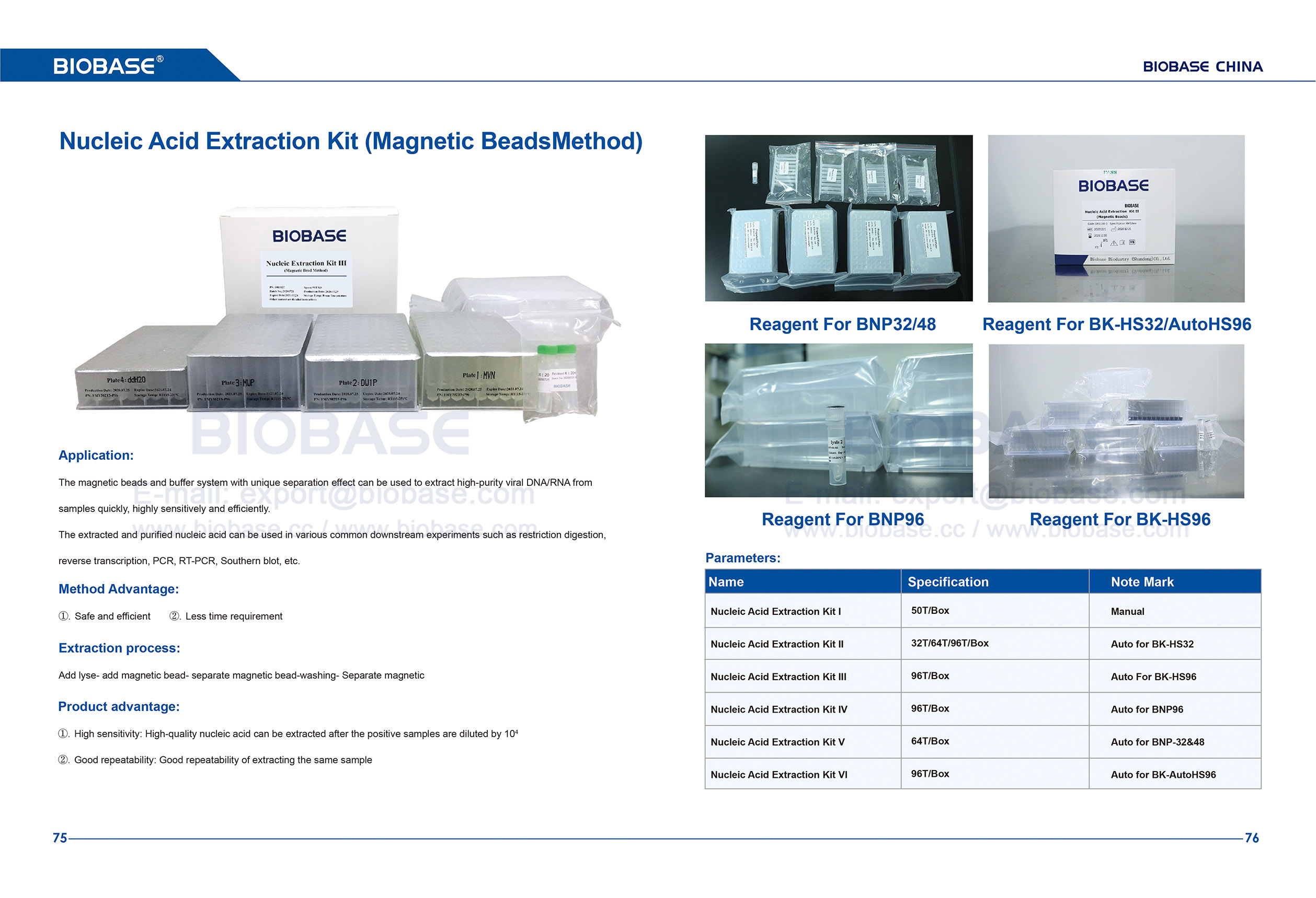 Kit de extração de ácido nucleico 75-76