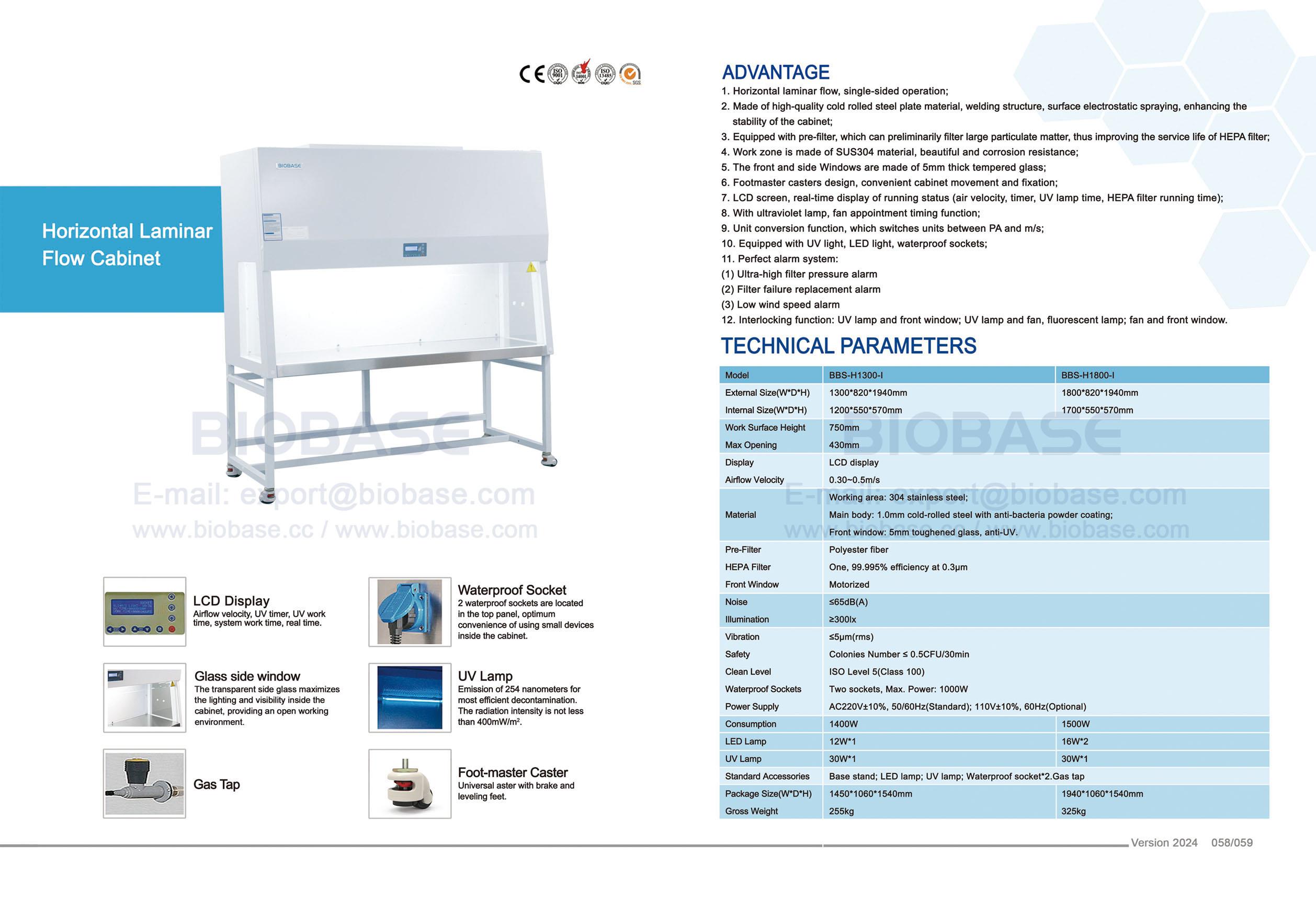 Gabinete de fluxo laminar horizontal 58-59