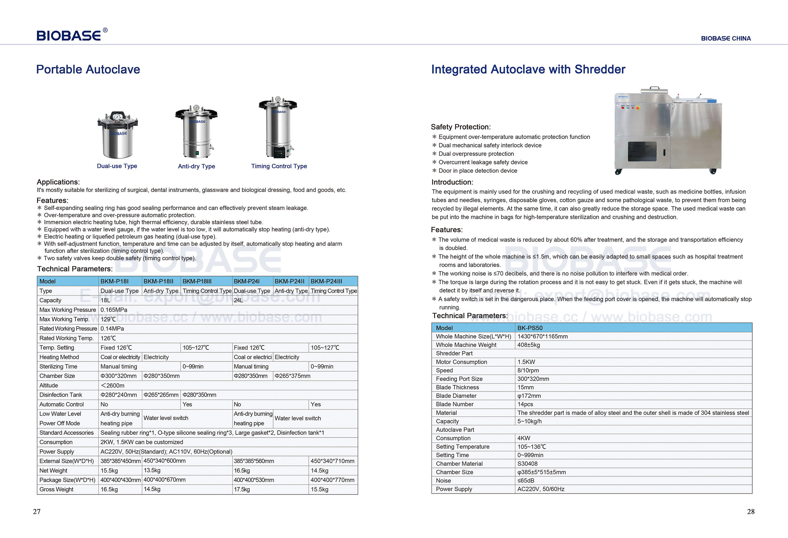 27-28 Autoclave portátil e autoclave integrada com triturador