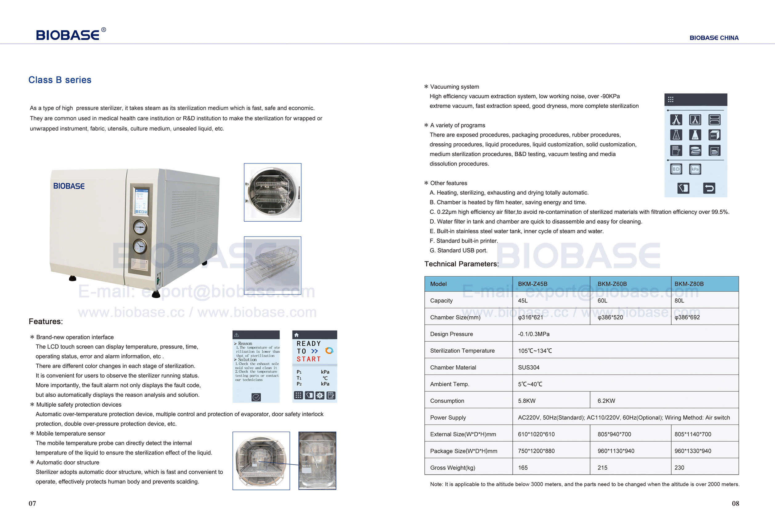 7-8 Autoclave de mesa série Classe B