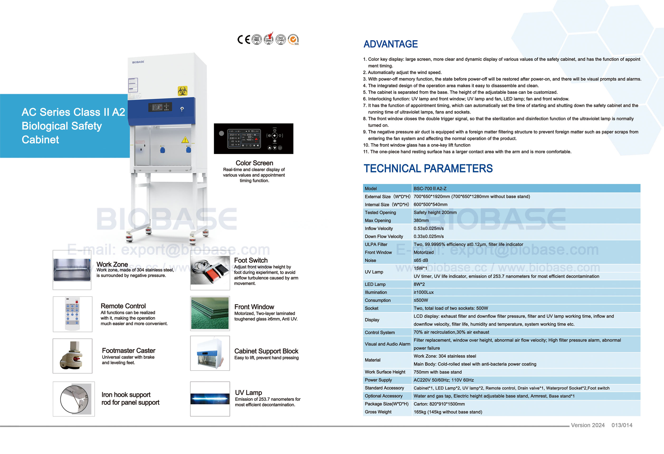 13-14 Gabinete de Segurança Biológica Série AC Classe II A2 BSC-700 II A2-Z