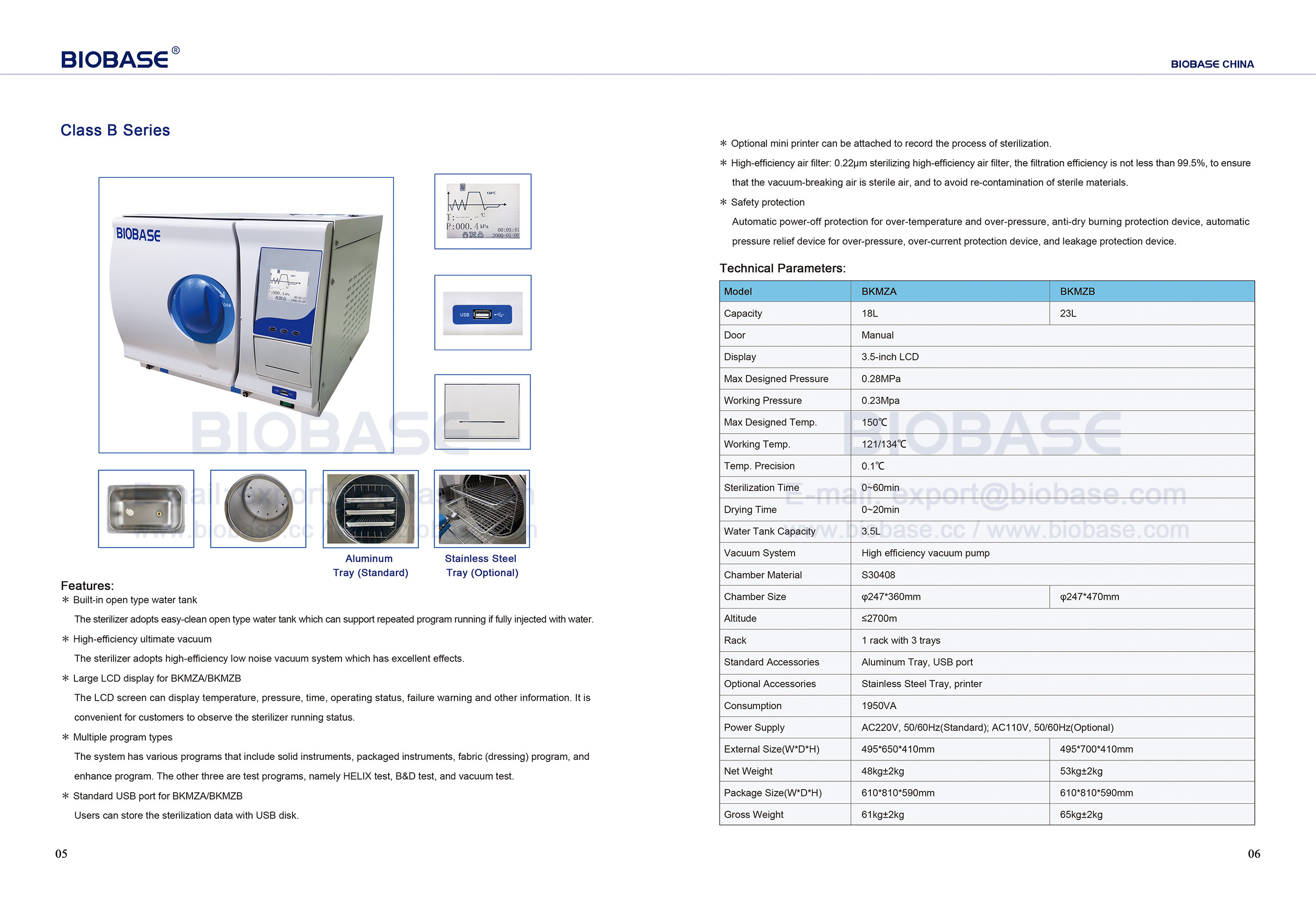 5-6 Table Top AutoClave Classe B Series