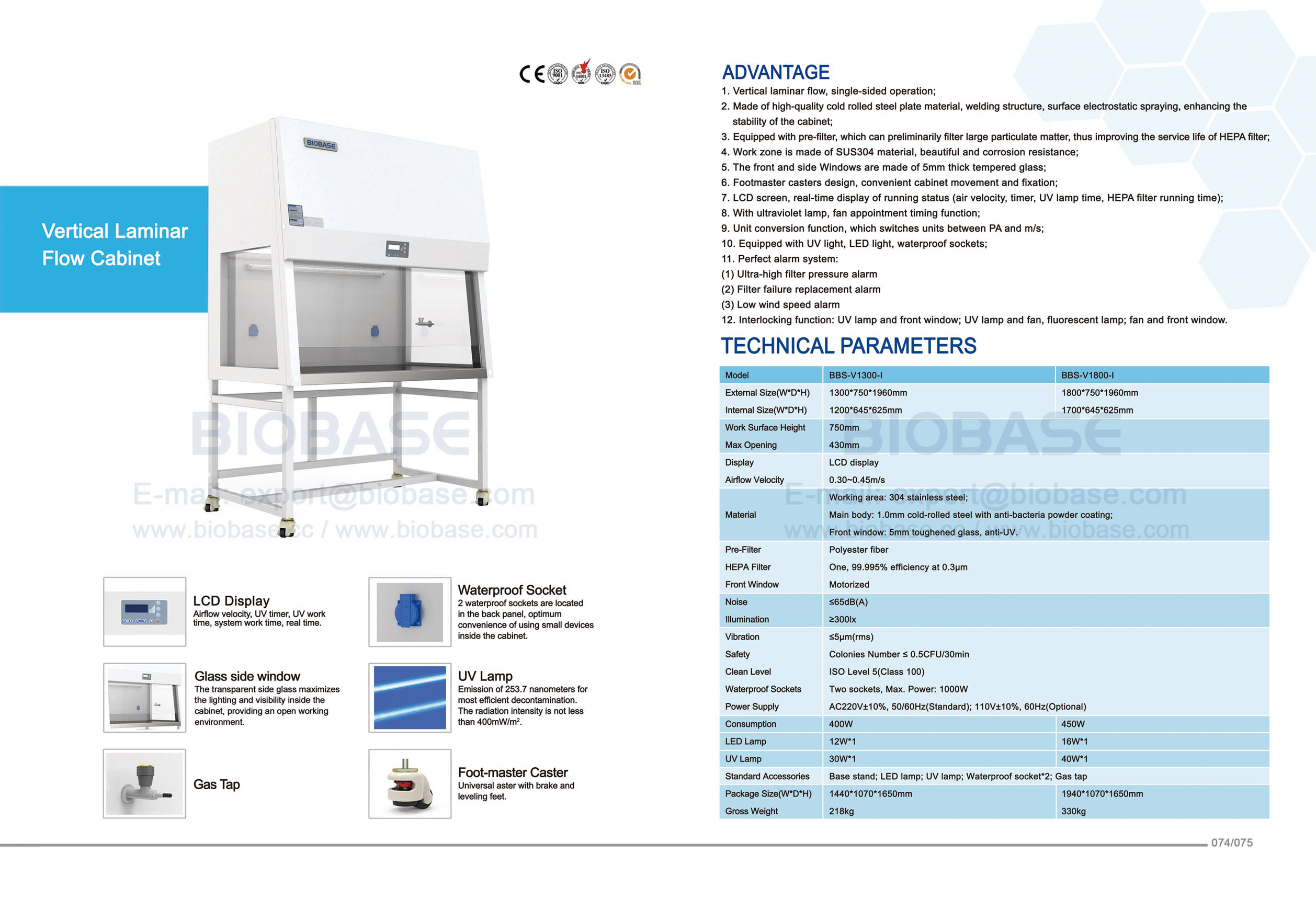 74-75 Gabinete de fluxo laminar vertical