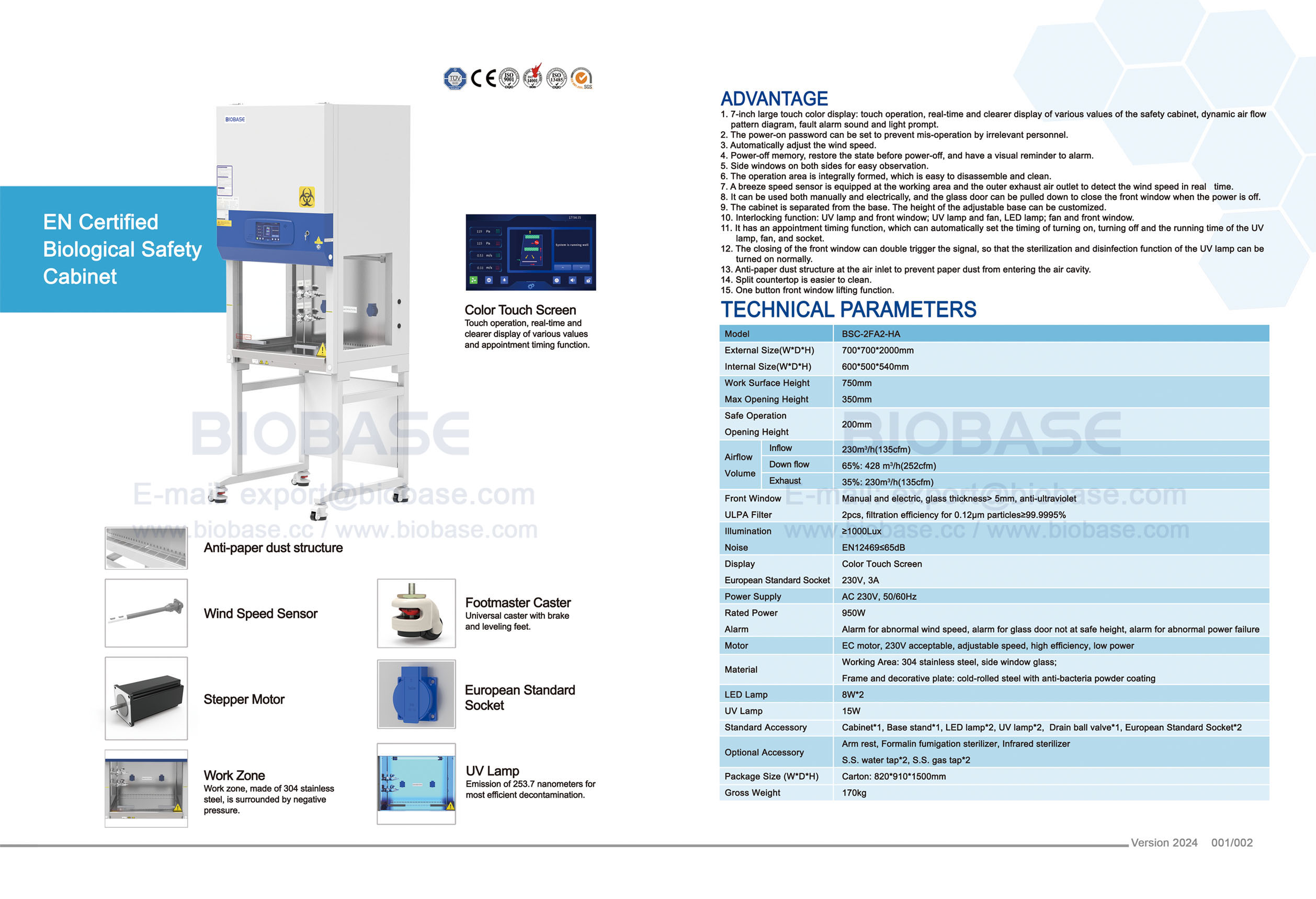 01-02 Gabinete de Segurança Biológica Certificado EN BSC-2FA2-HA