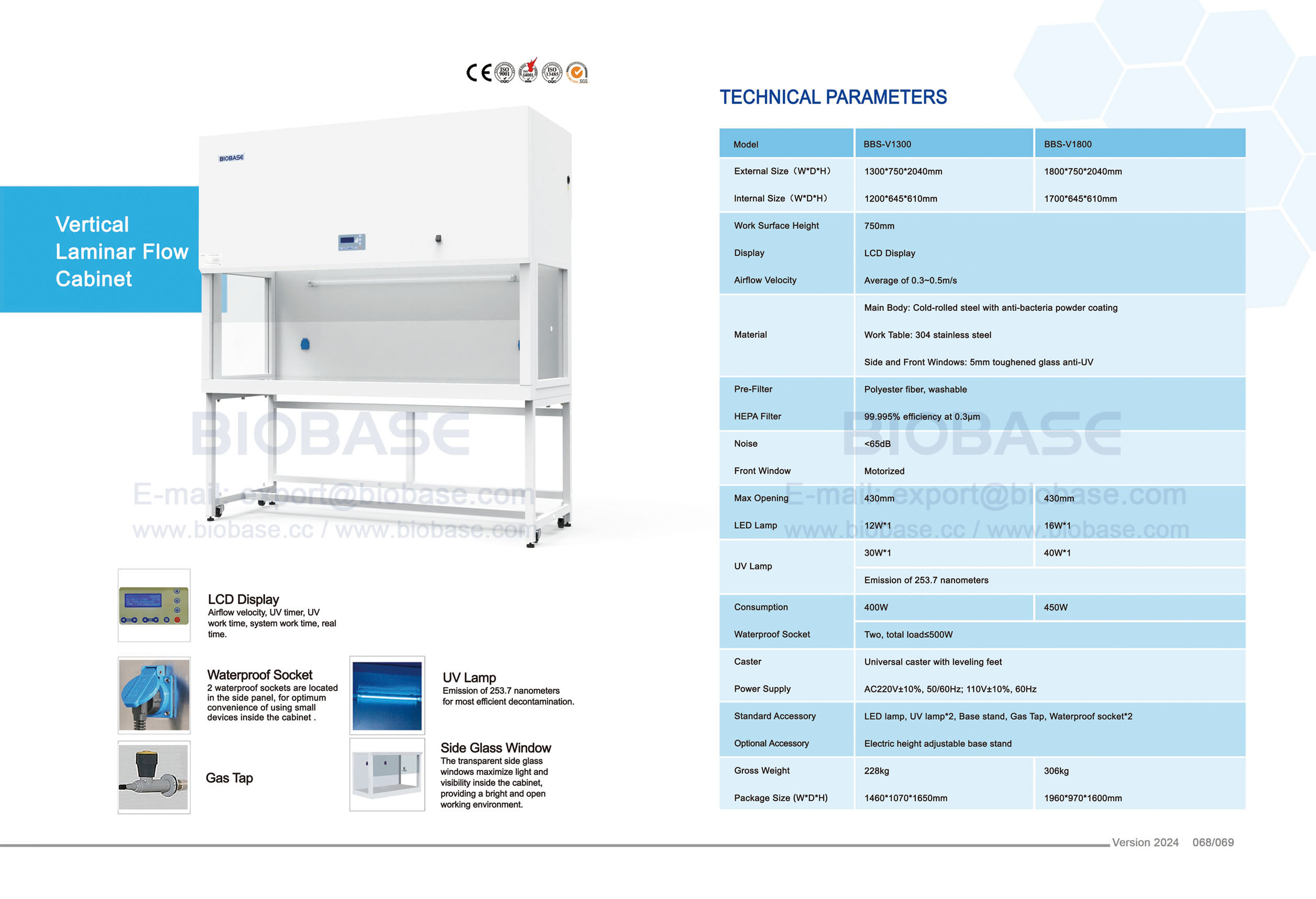 Gabinete de fluxo laminar vertical 68-69 - BBS-V1300 BBS-V1800