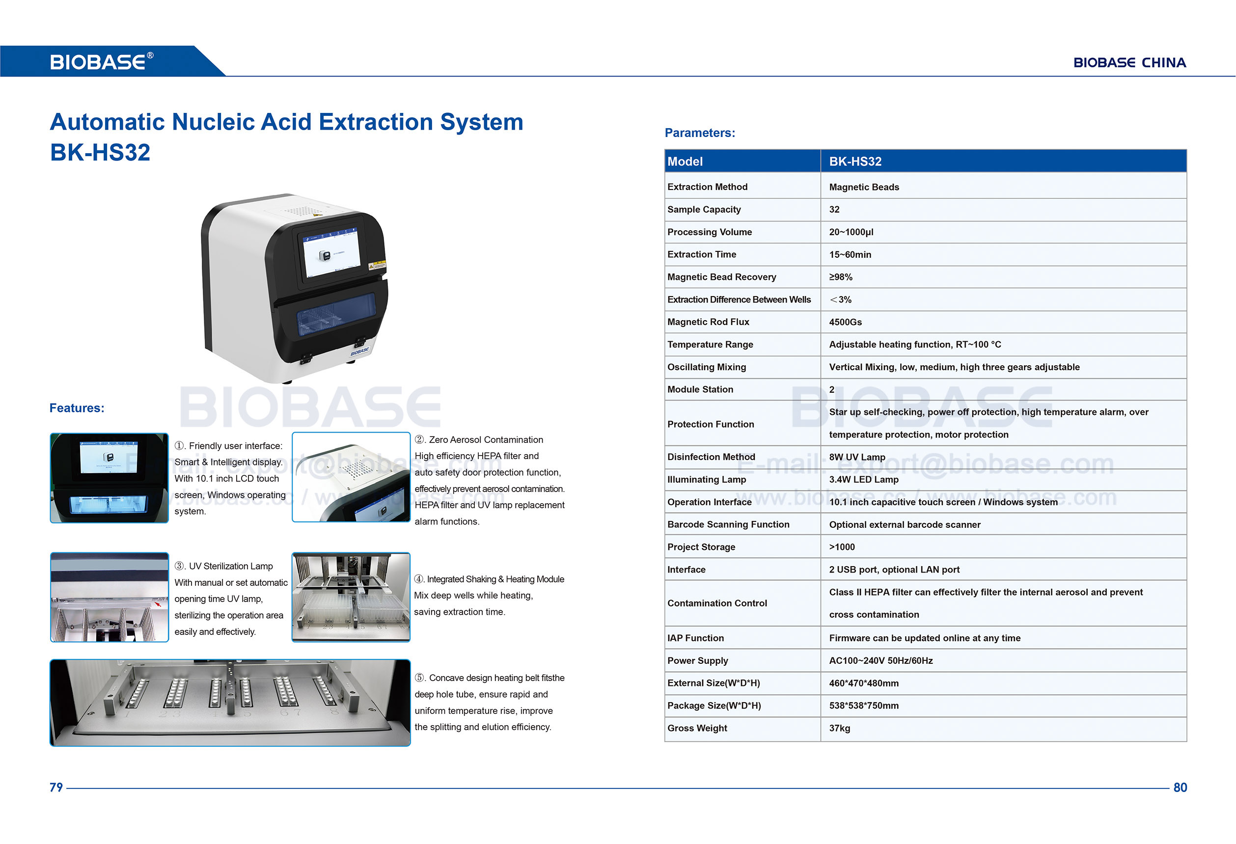 Sistema de extração de ácido nucleico 79-80-BKHS32