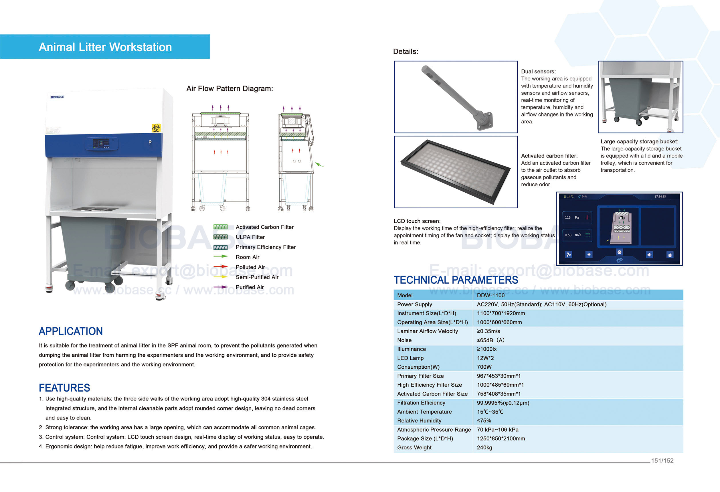 Estação de trabalho para maca de animais 151-152
