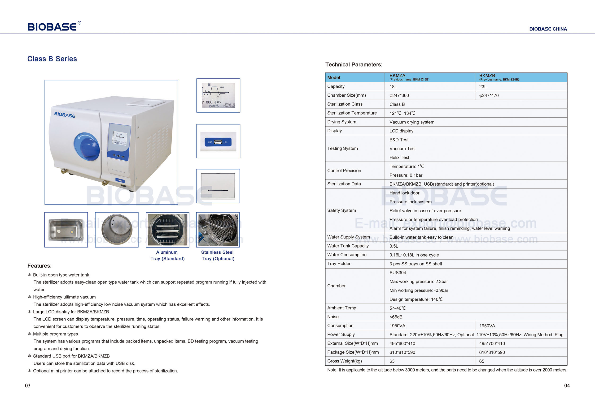 3-4 Autoclave de mesa série Classe B