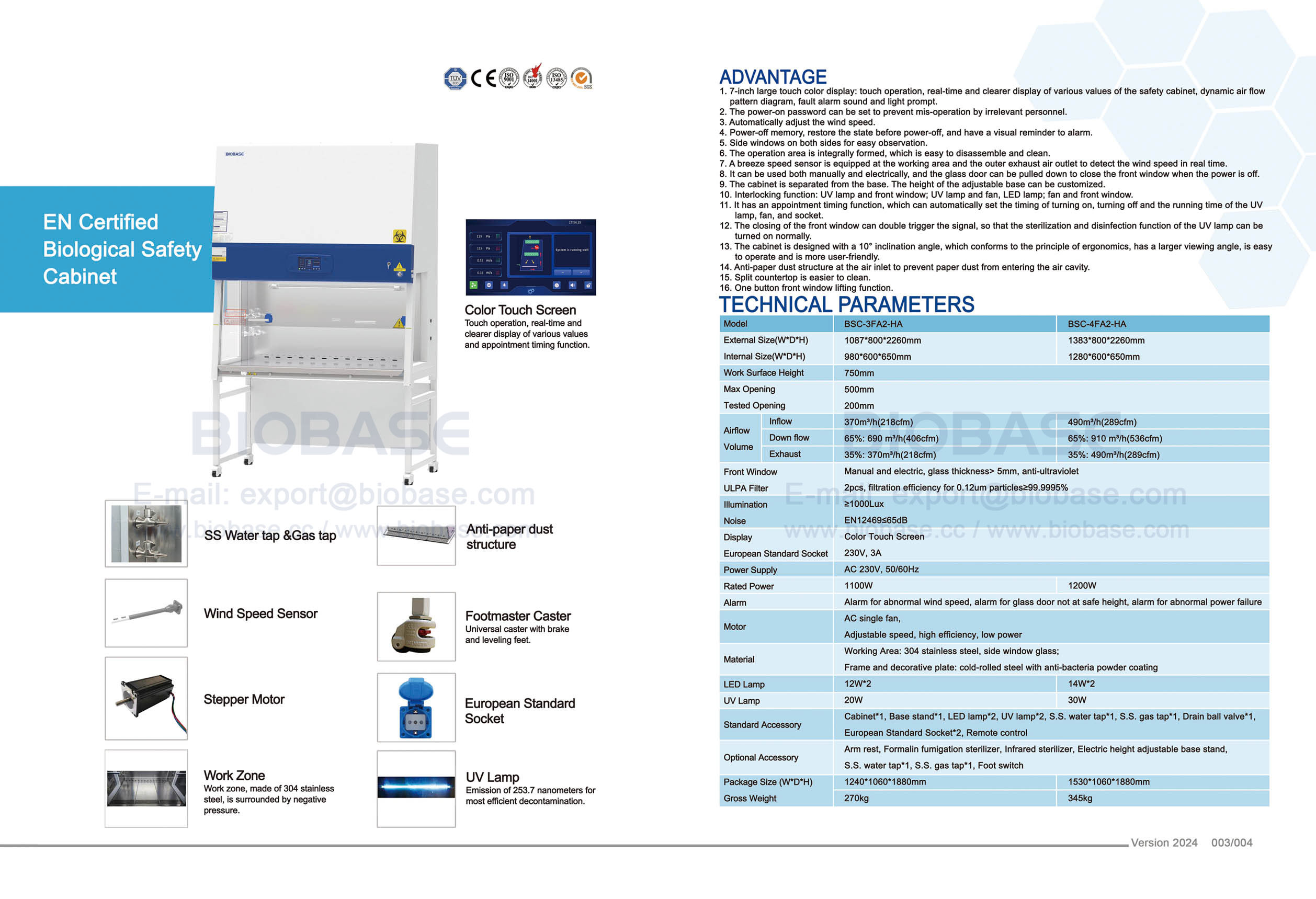 03-04 Gabinete de segurança biológica certificado EN BSC-3FA2-HA e BSC-4FA2-HA