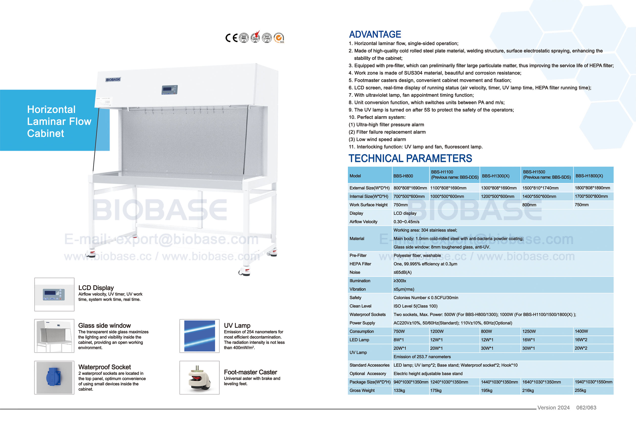 62-63 gabinete de fluxo laminar horizontal-BBS-H1100