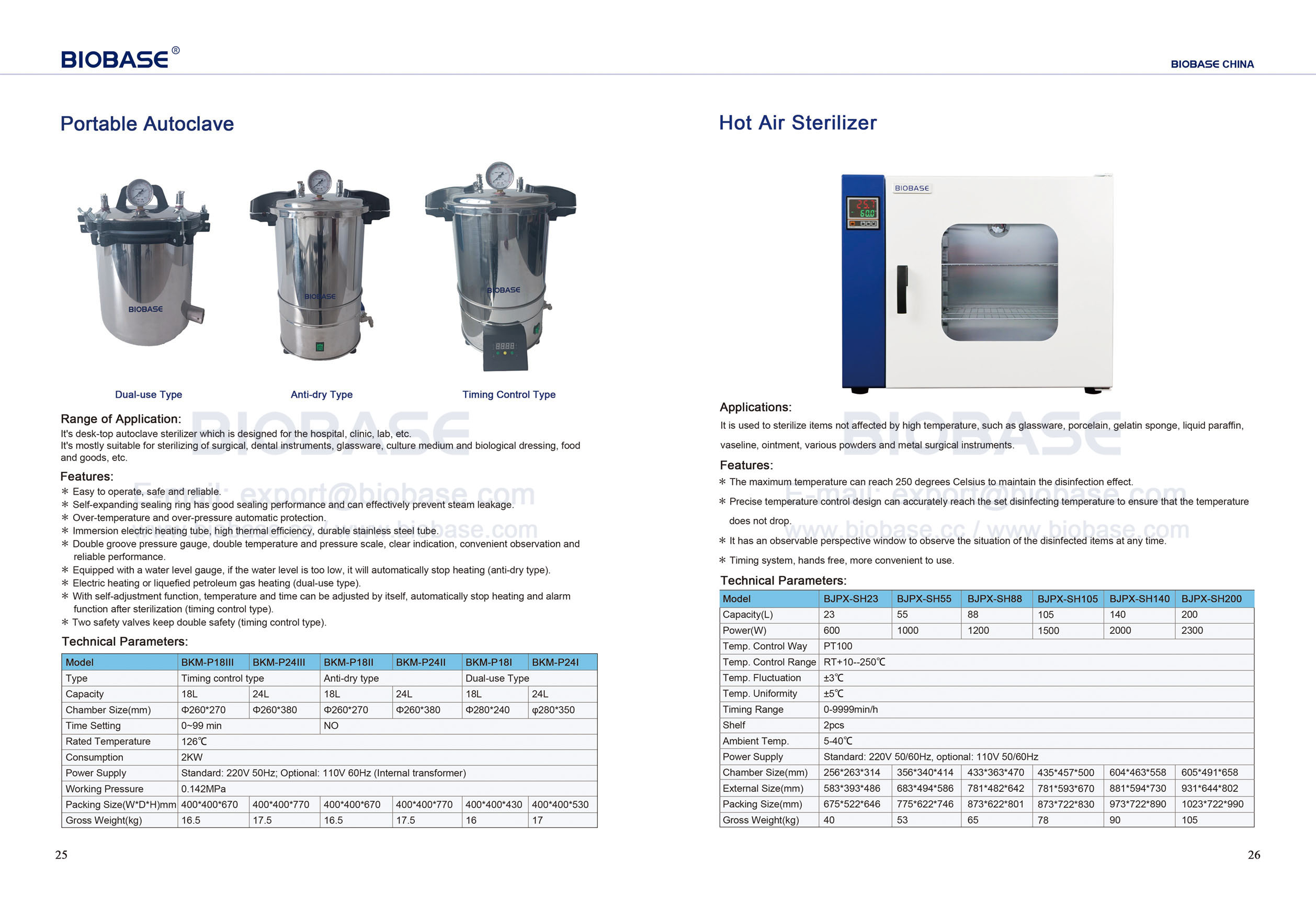 25-26 Autoclave portátil e esterilizador de ar quente