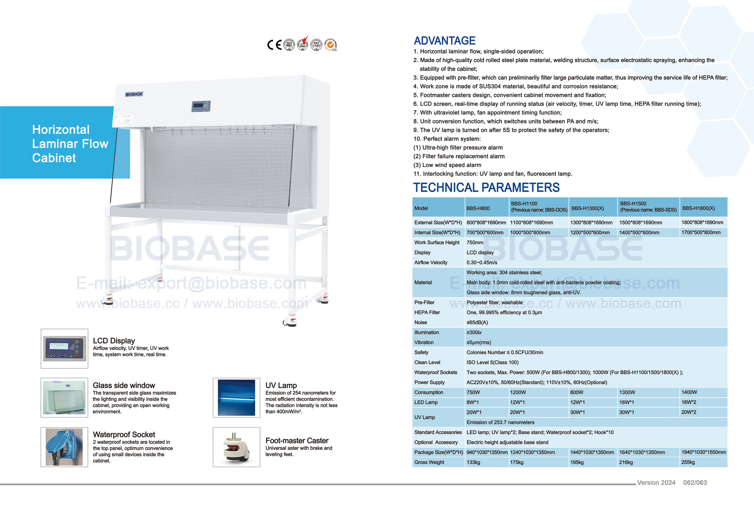 Gabinete de fluxo laminar horizontal 62-63 - BBS-H1100