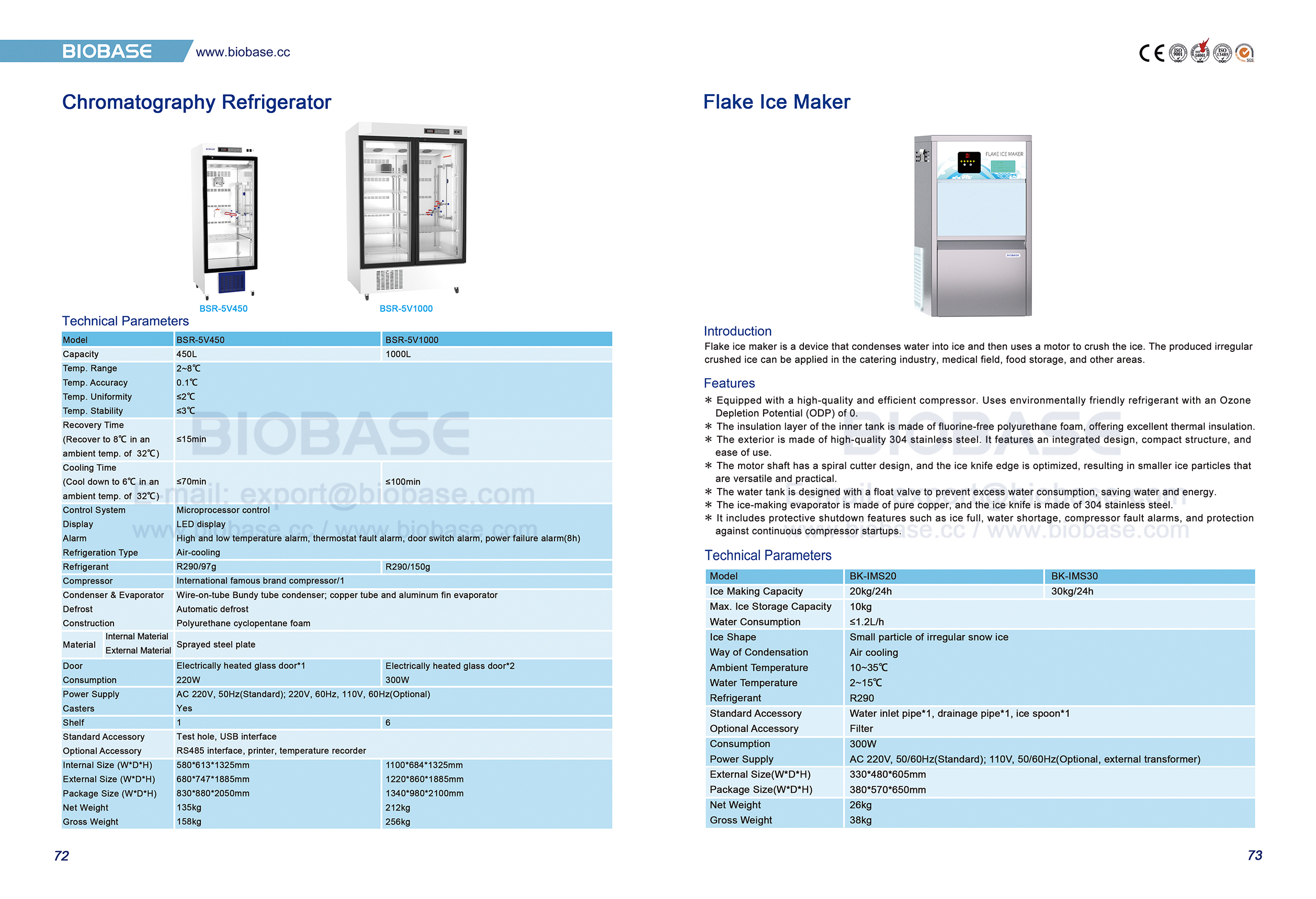 72-73 Refrigerador de cromatografia e fabricante de gelo de Flake