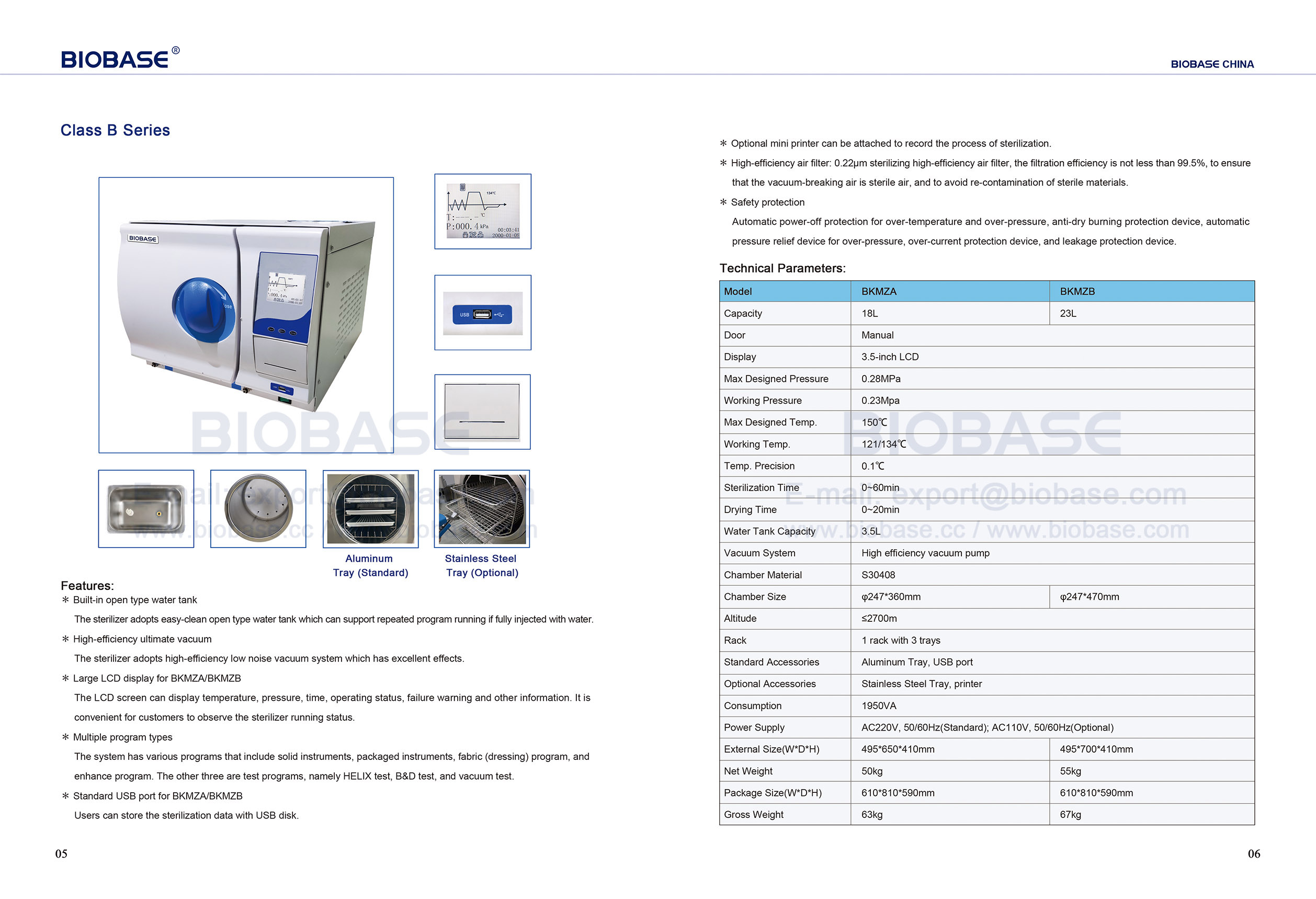 5-6 Table Top AutoClave Classe B Series