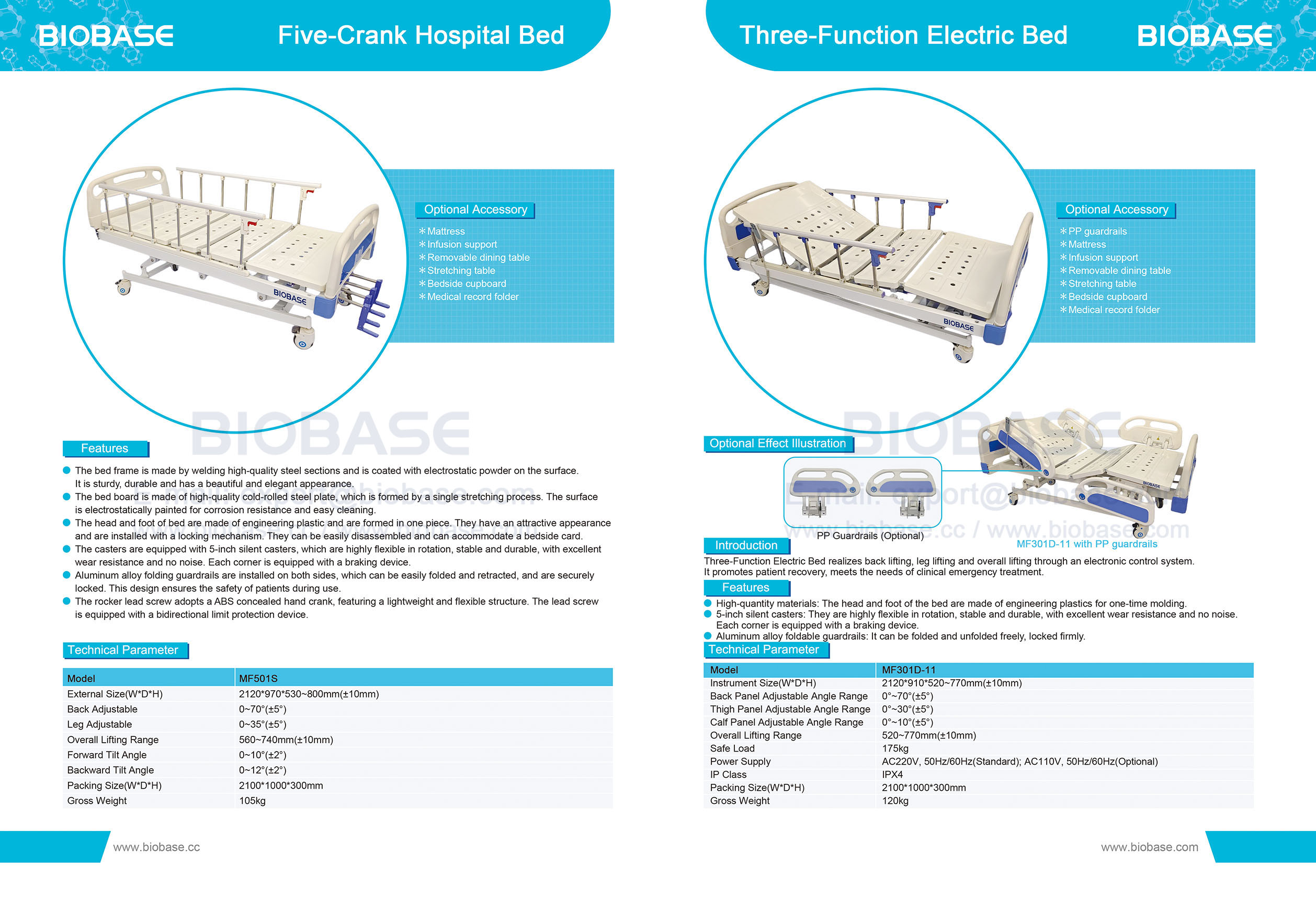 14 Cama hospitalar de cinco manivelas MF501S e cama elétrica de três funções MF301D-11