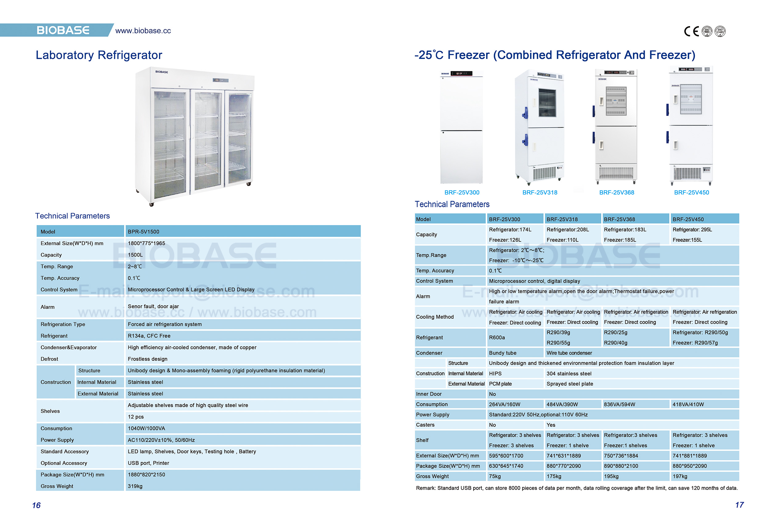 16-17 refrigerador de laboratório e freezer-25 ℃ (geladeira e freezer combinados)