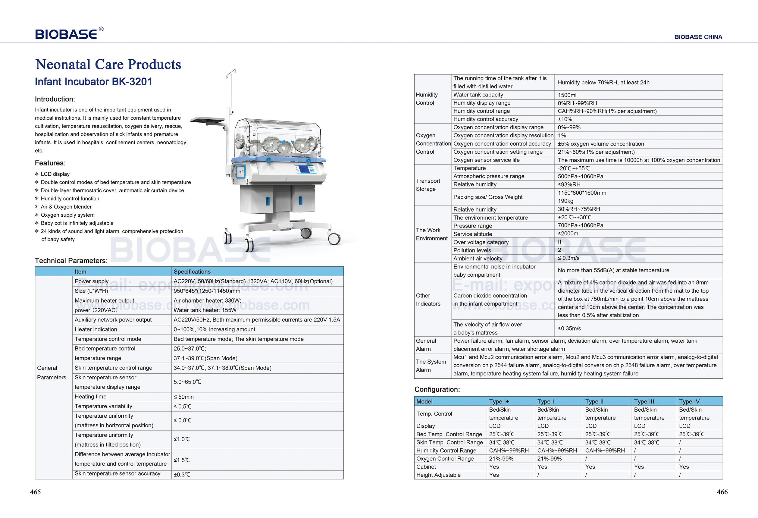 465-466 Incubadora infantil BK-3201