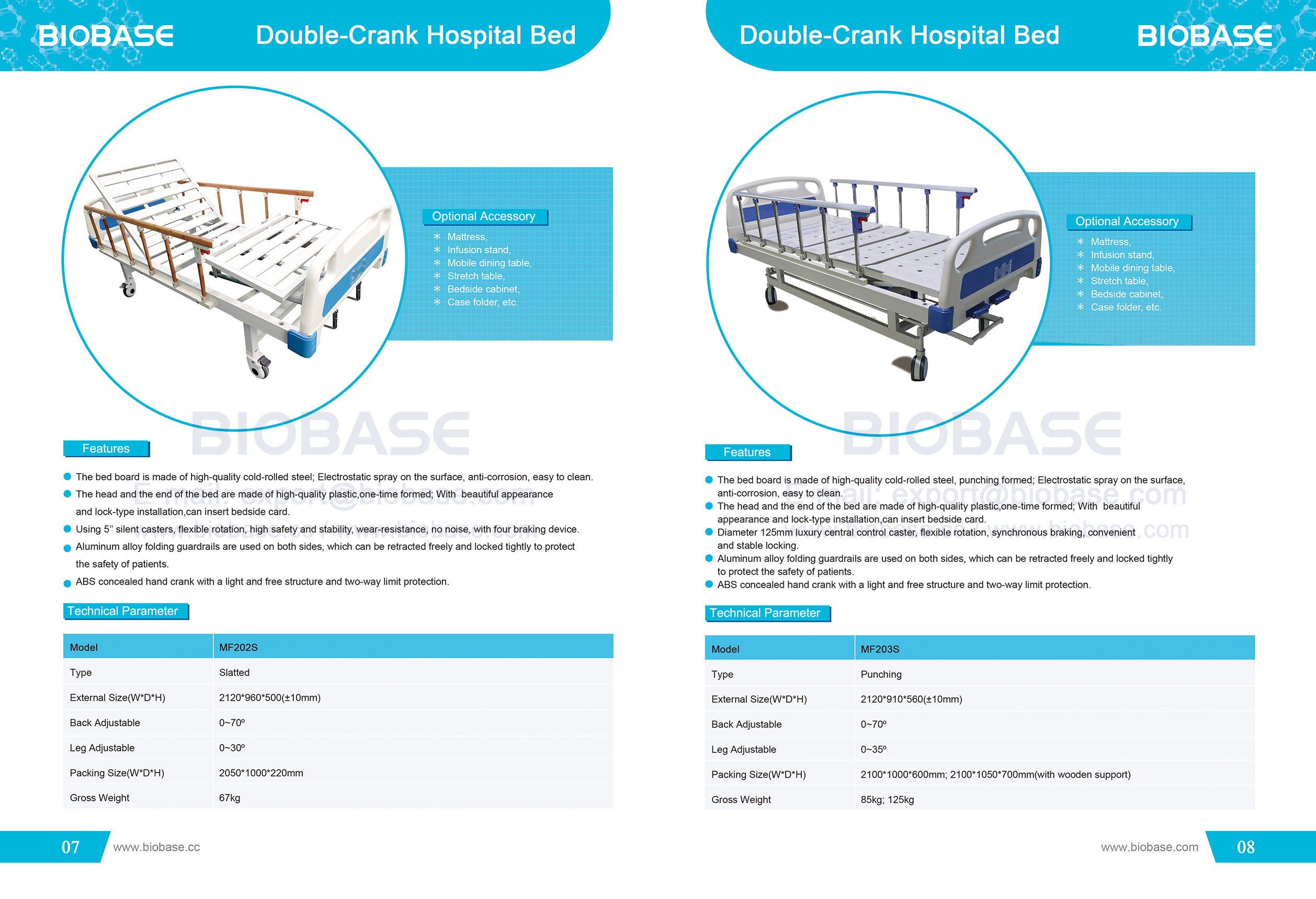 7-8 CAMA DE HOSPITAL DO CRANCO DO DUPLO MF202S & MF203S