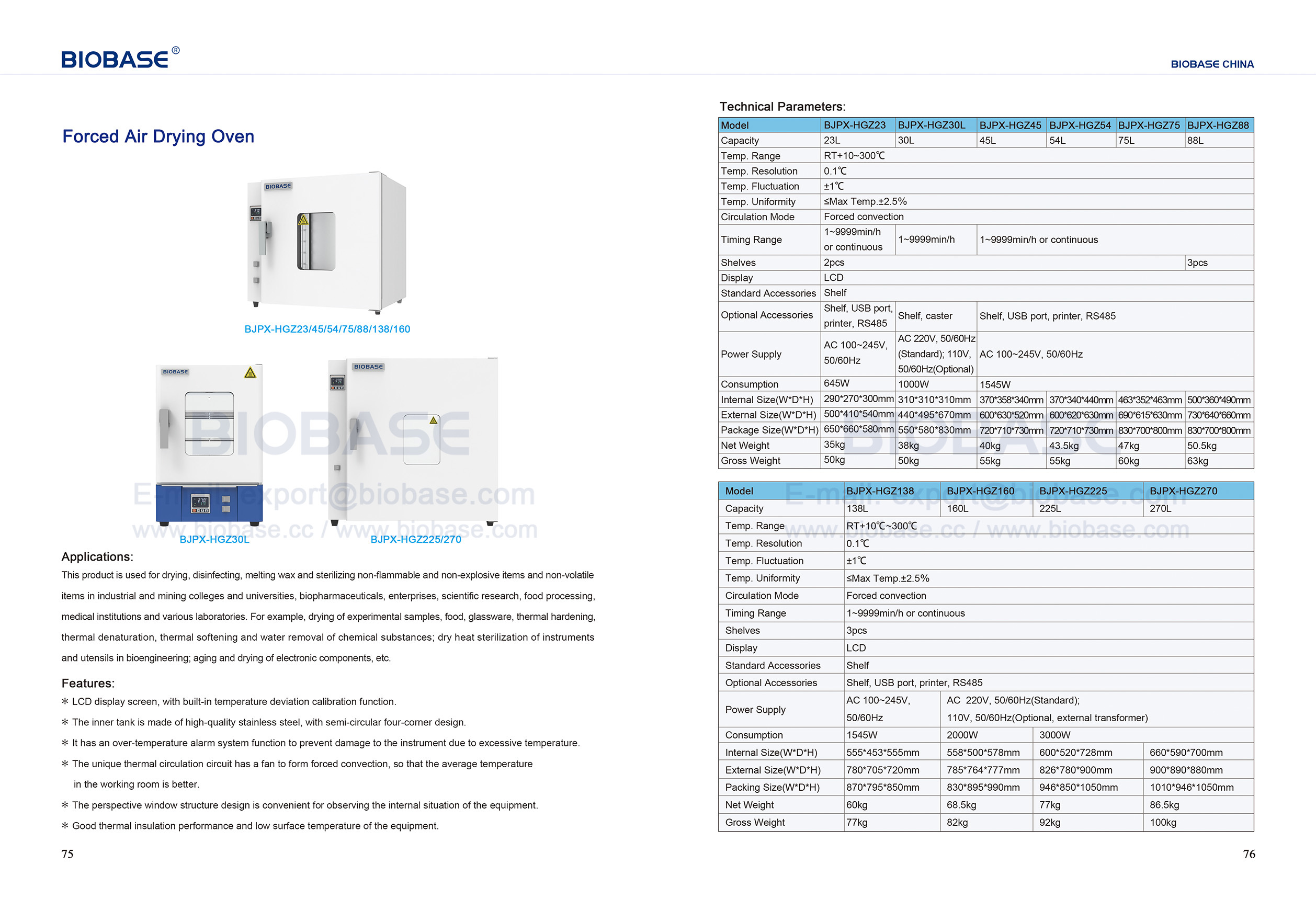 75-76 forçado ao forno de secagem ao ar