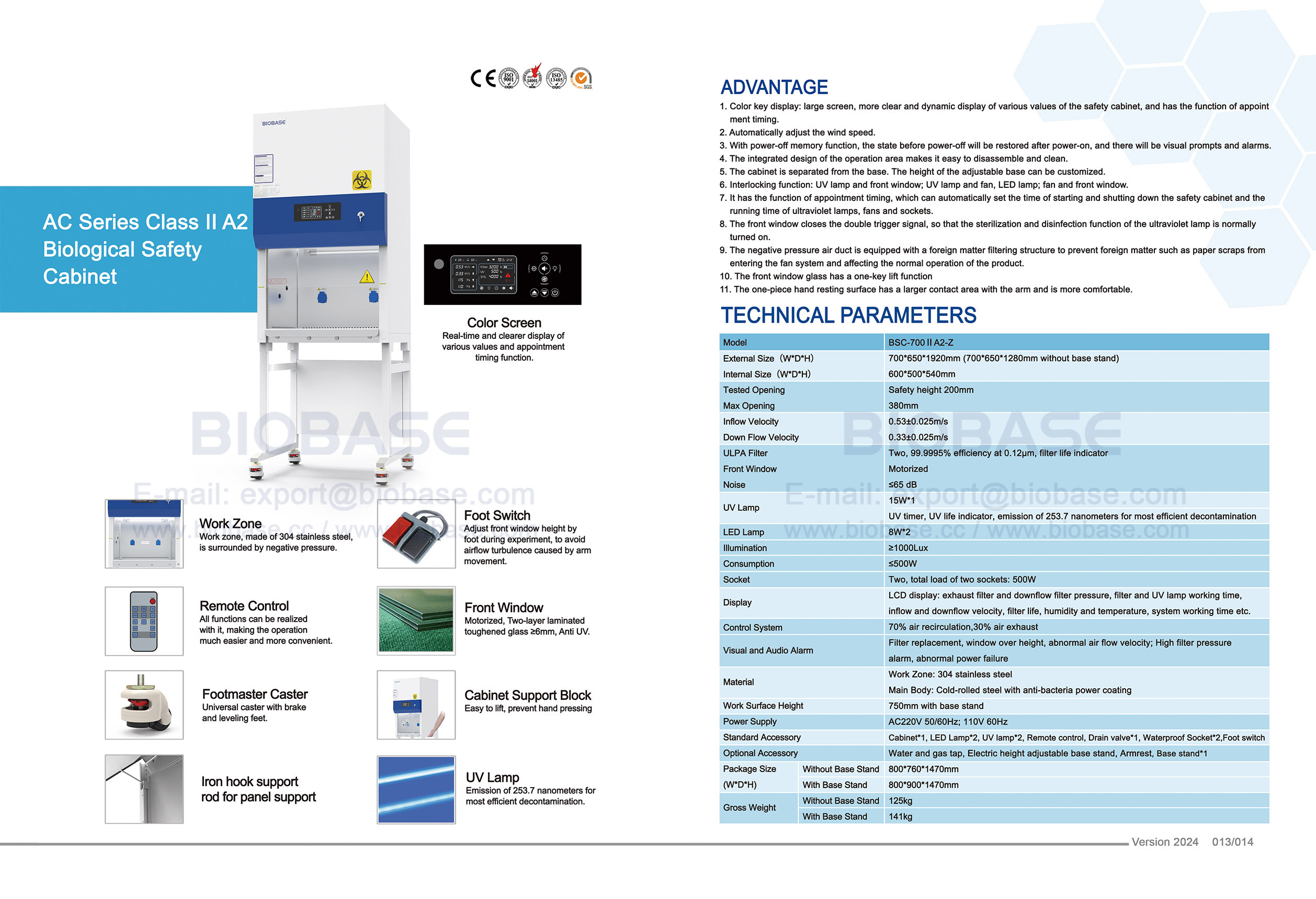 13-14 Gabinete de Segurança Biológica Série AC Classe II A2 BSC-700 II A2-Z