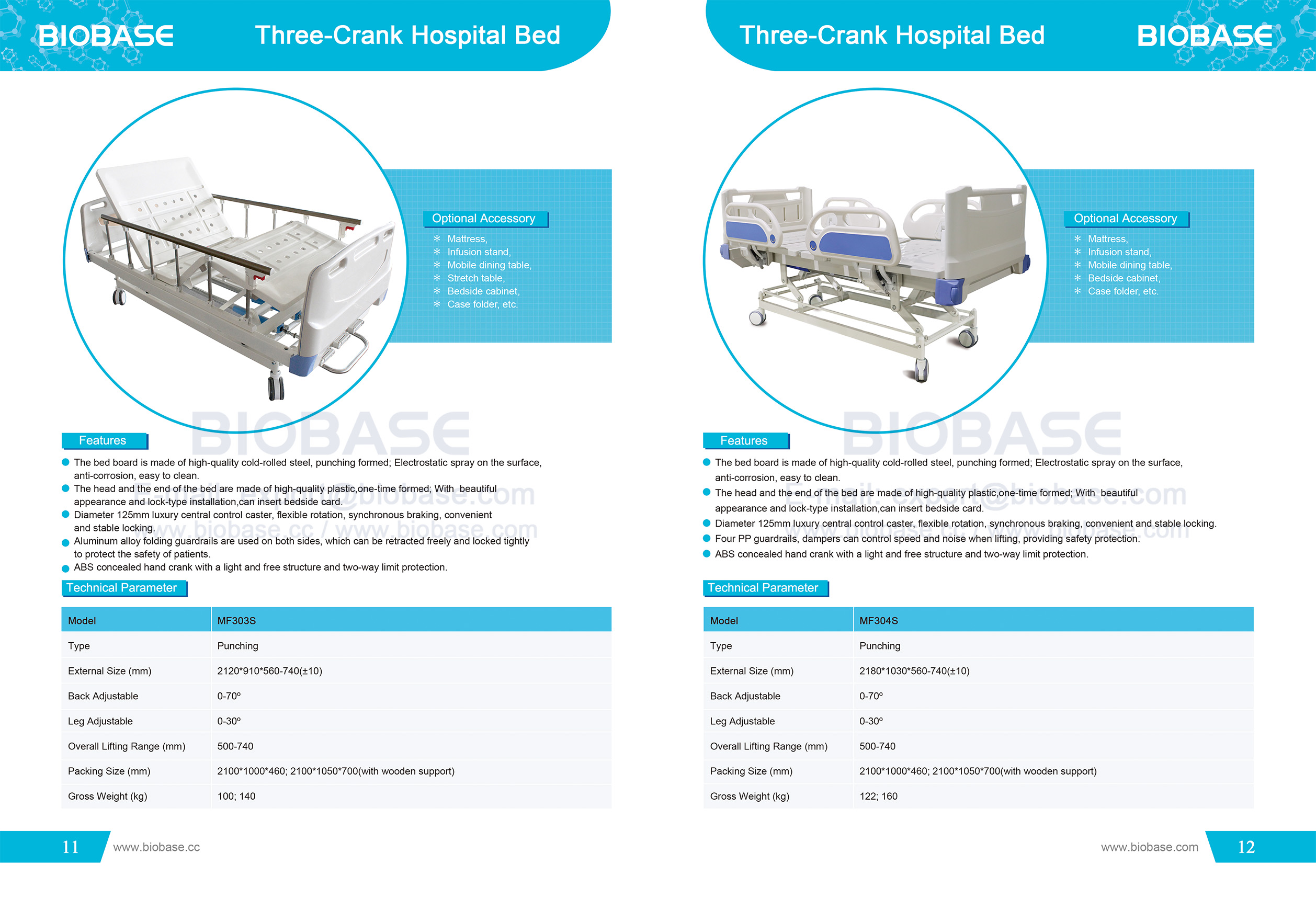 11-12 Cama hospitalar de três manivelas MF303S e MF304S