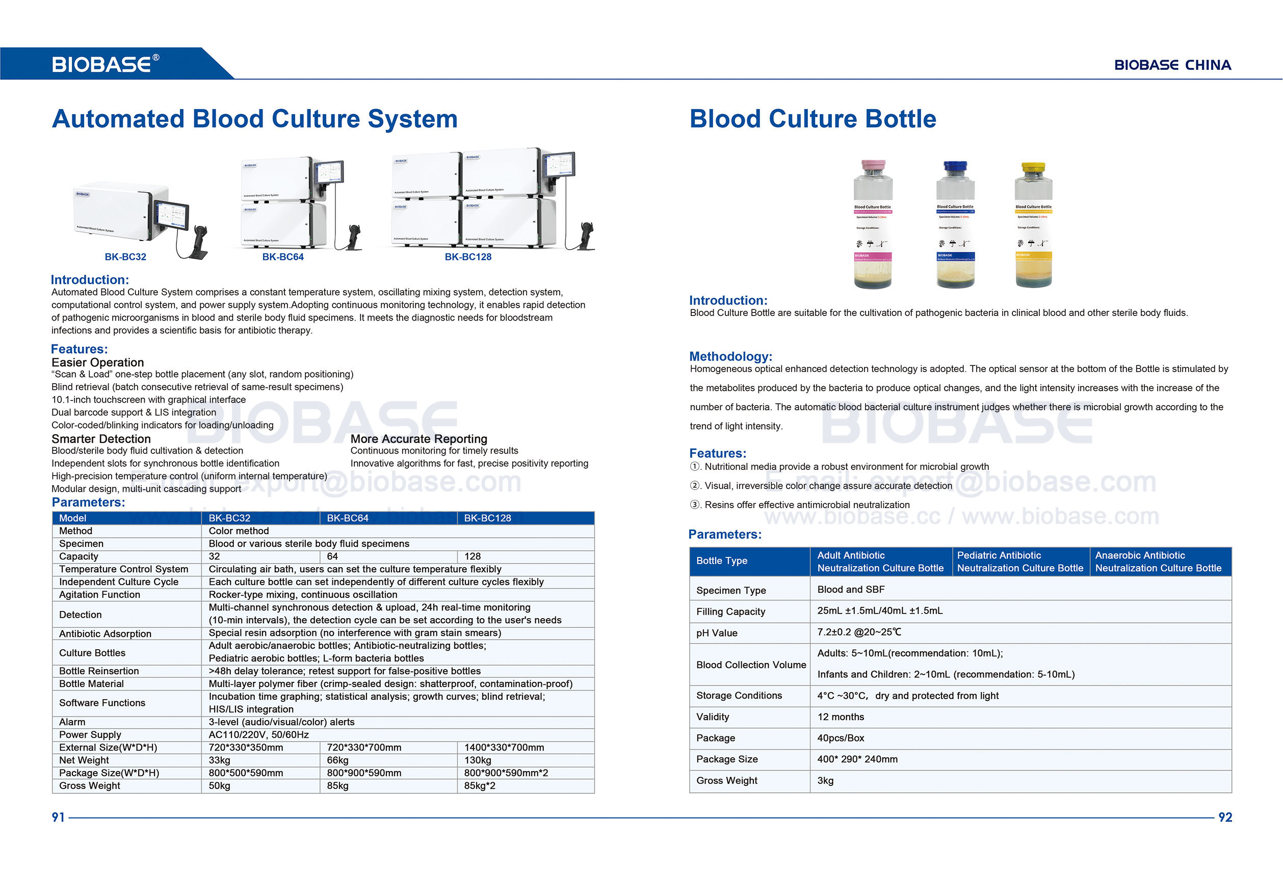 91-92 Sistema automatizado de hemocultura BK-BC32 BC64 BC128