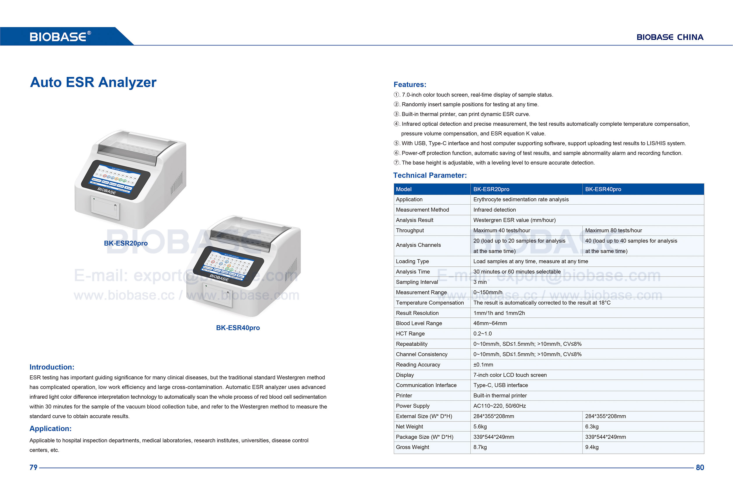 Analisador ESR autom&aacute;tico 79-80 BK-ESR20Pro BKESR40Pro