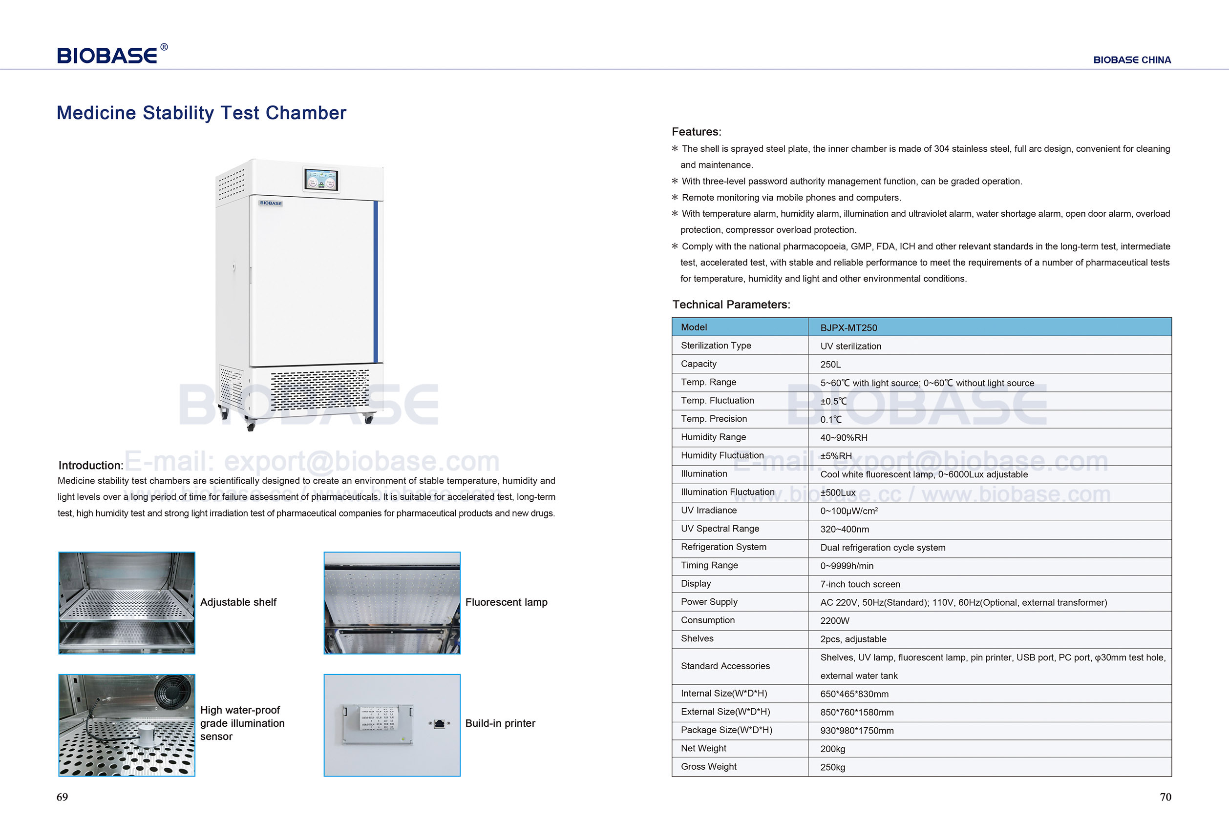 69-70 C&acirc;mara de teste de estabilidade da medicina