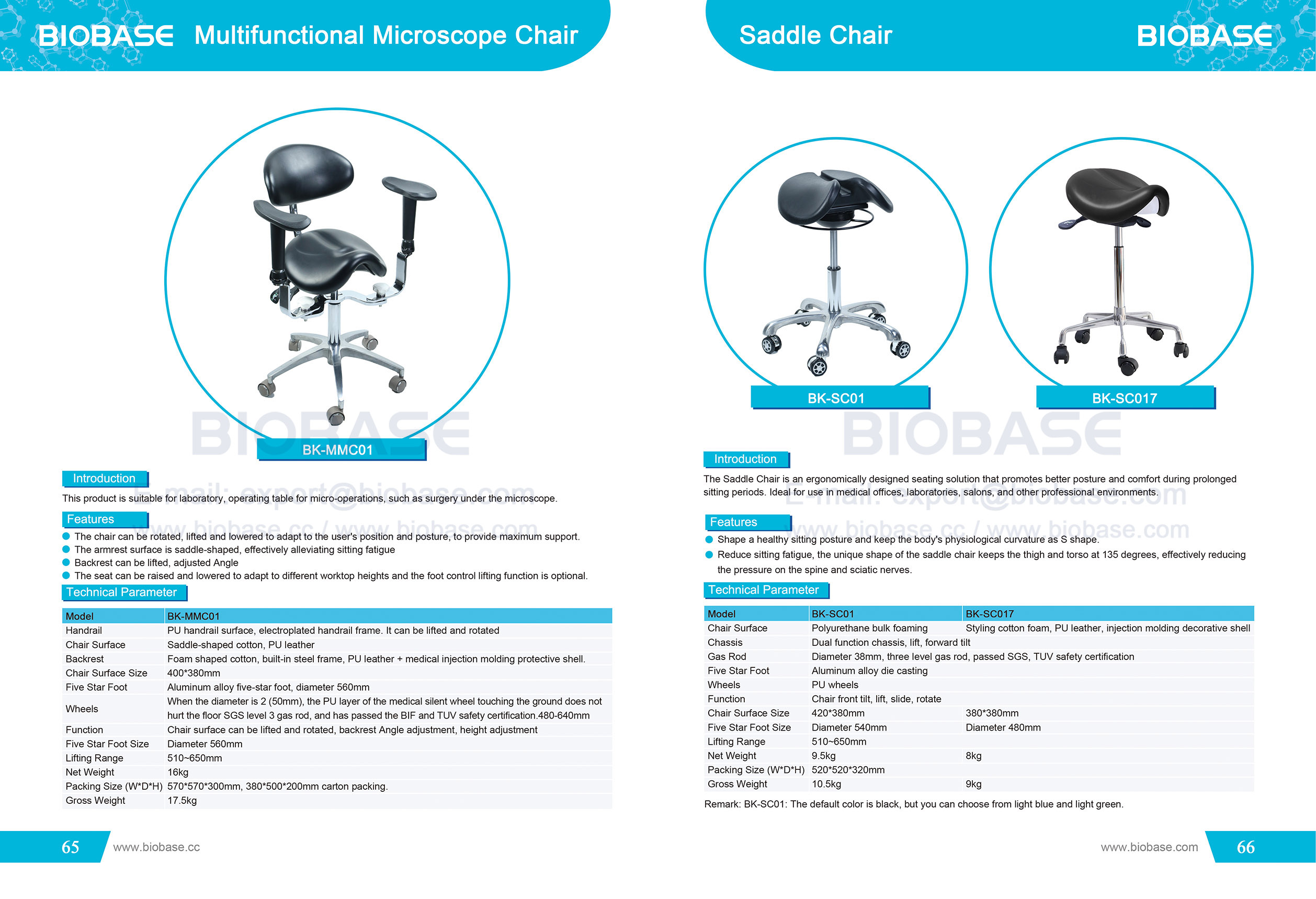65-66 Cadeira de microsc&oacute;pio multifuncional e cadeira de sela