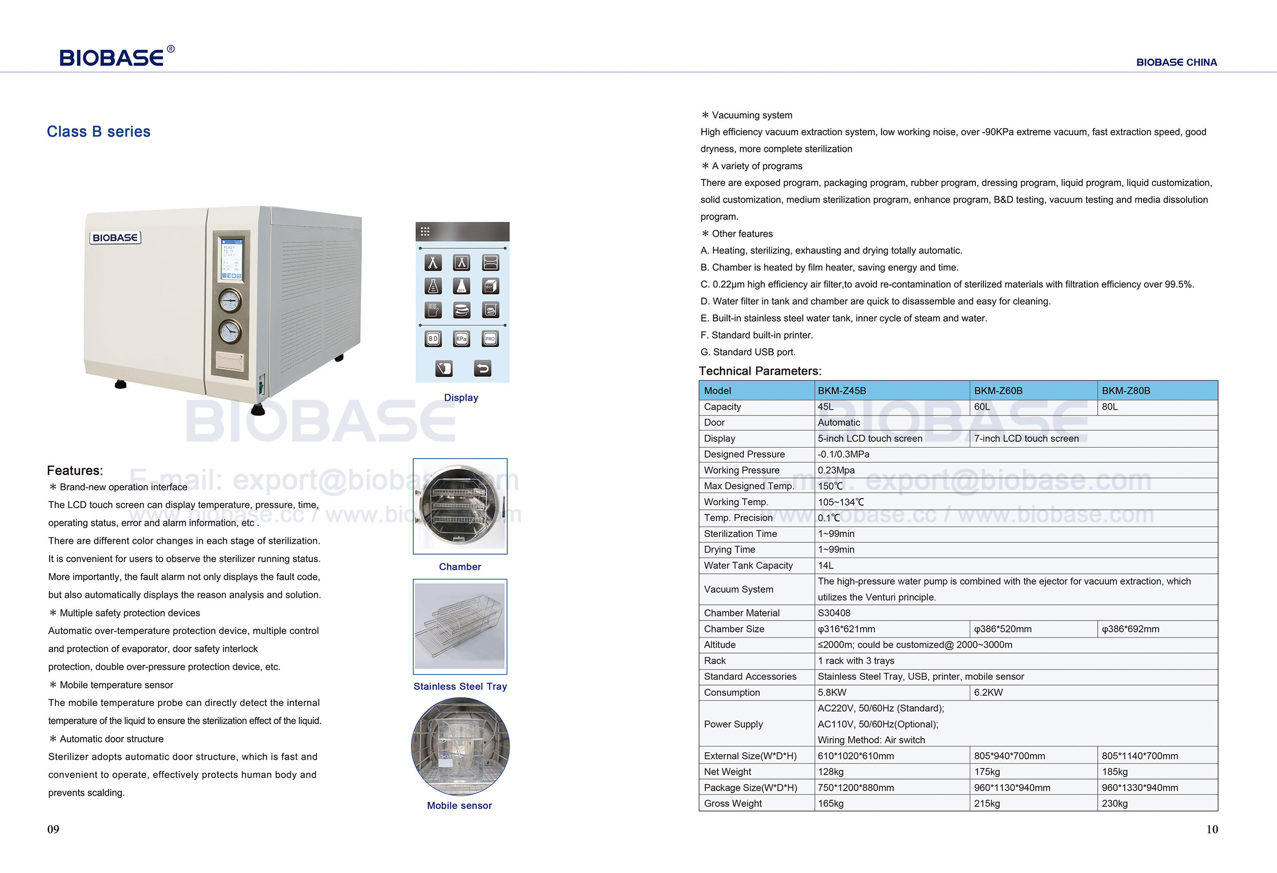 9-10 Tabela Top AutoClave Classe B Series