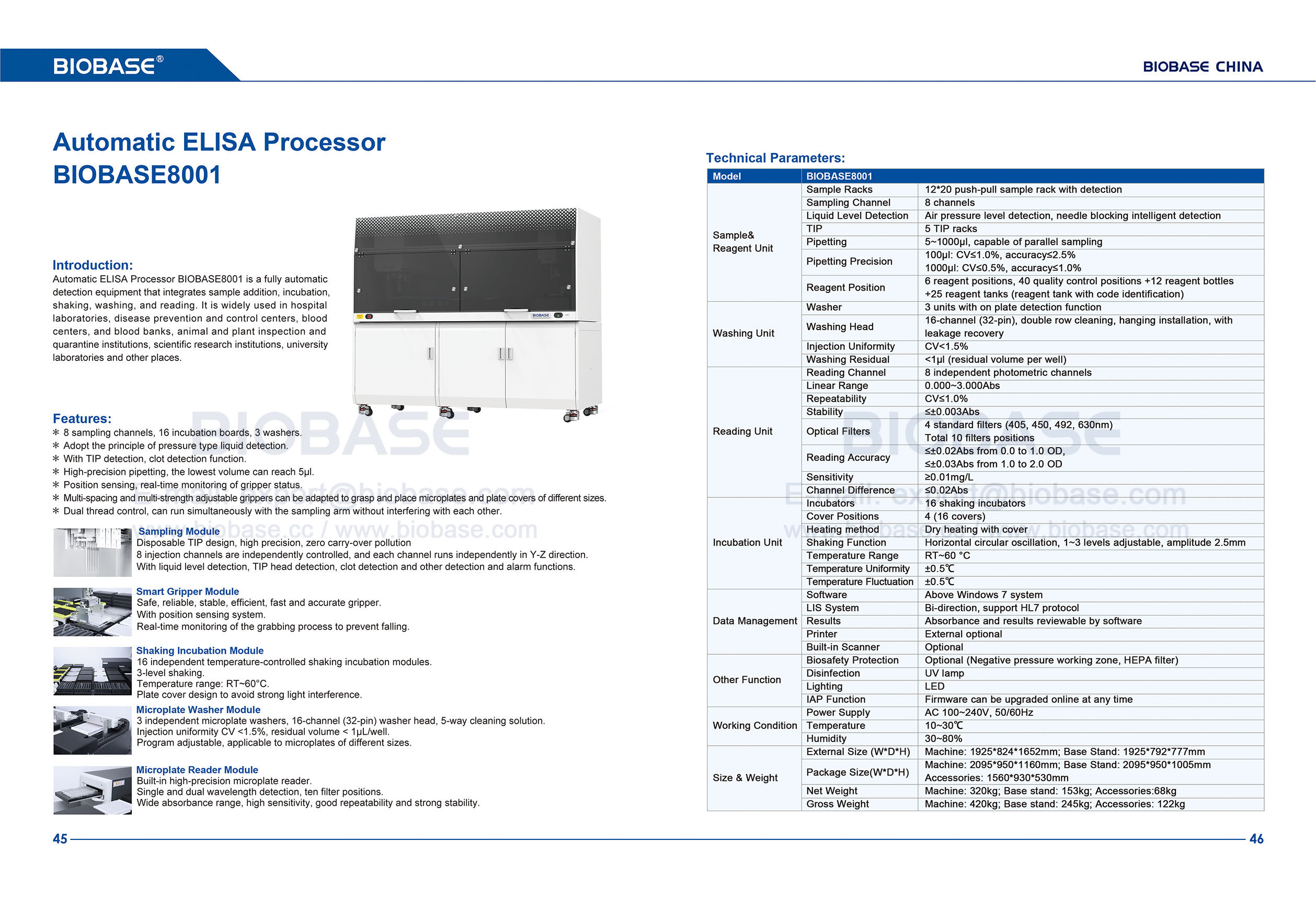 45-46 Processador ELISA Autom&aacute;tico BIOBASE8001