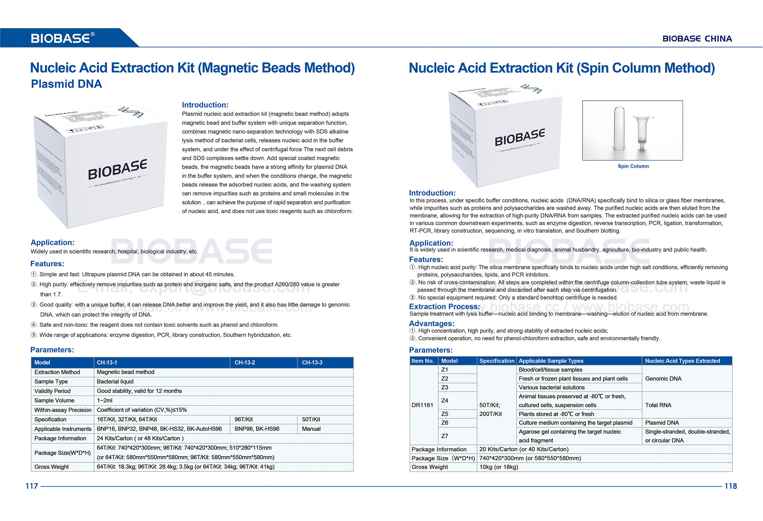 Kit de extra&ccedil;&atilde;o de &aacute;cido nucleico 118 (m&eacute;todo de contas magn&eacute;ticas) kit de extra&ccedil;&atilde;o de DNA de plasm&iacute;deo e &aacute;cido nucleico (m&eacute;todo de coluna centr&iacute;fuga)