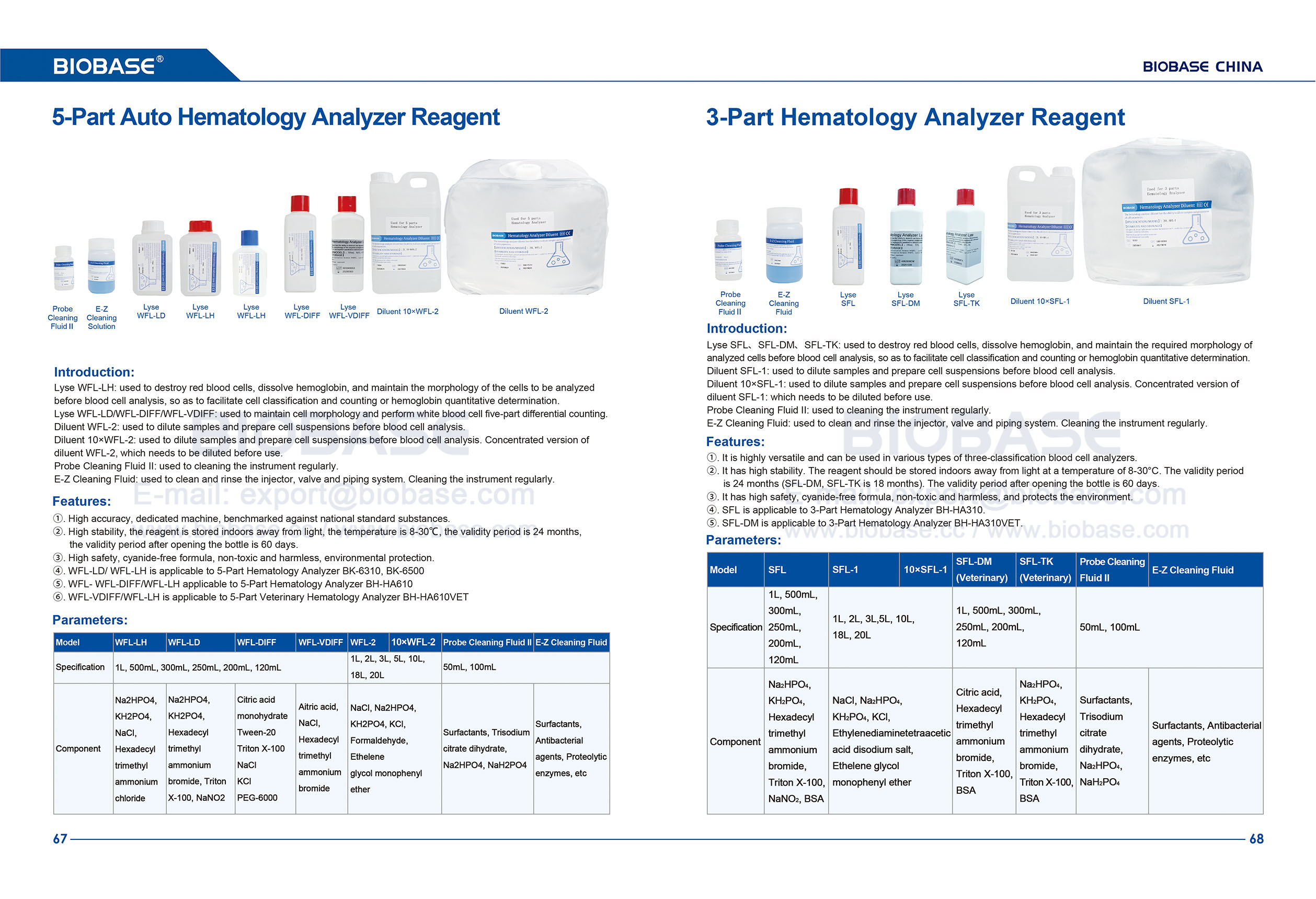 67-68 Reagente analisador hematol&oacute;gico autom&aacute;tico de 5 partes e reagente analisador hematol&oacute;gico de 3 partes