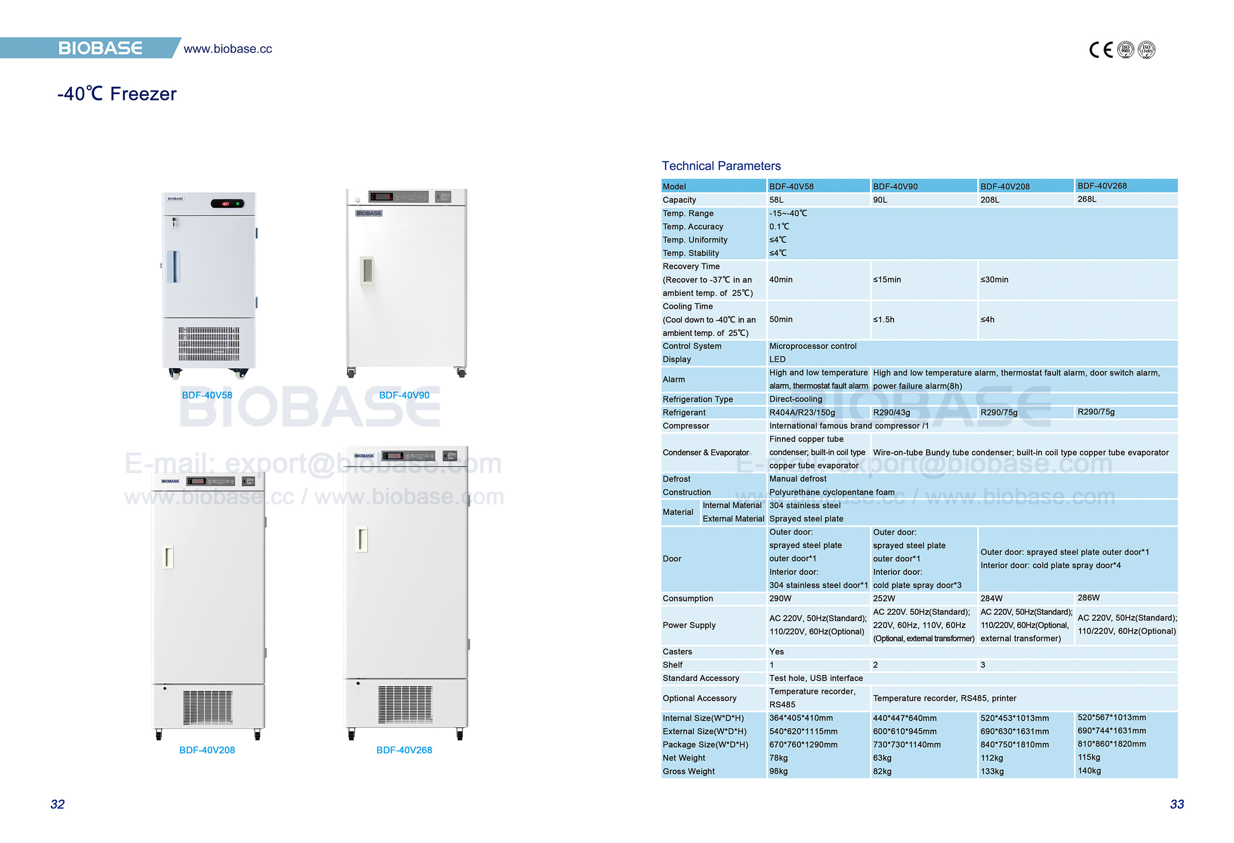 32-33 -40 ℃ Freezer